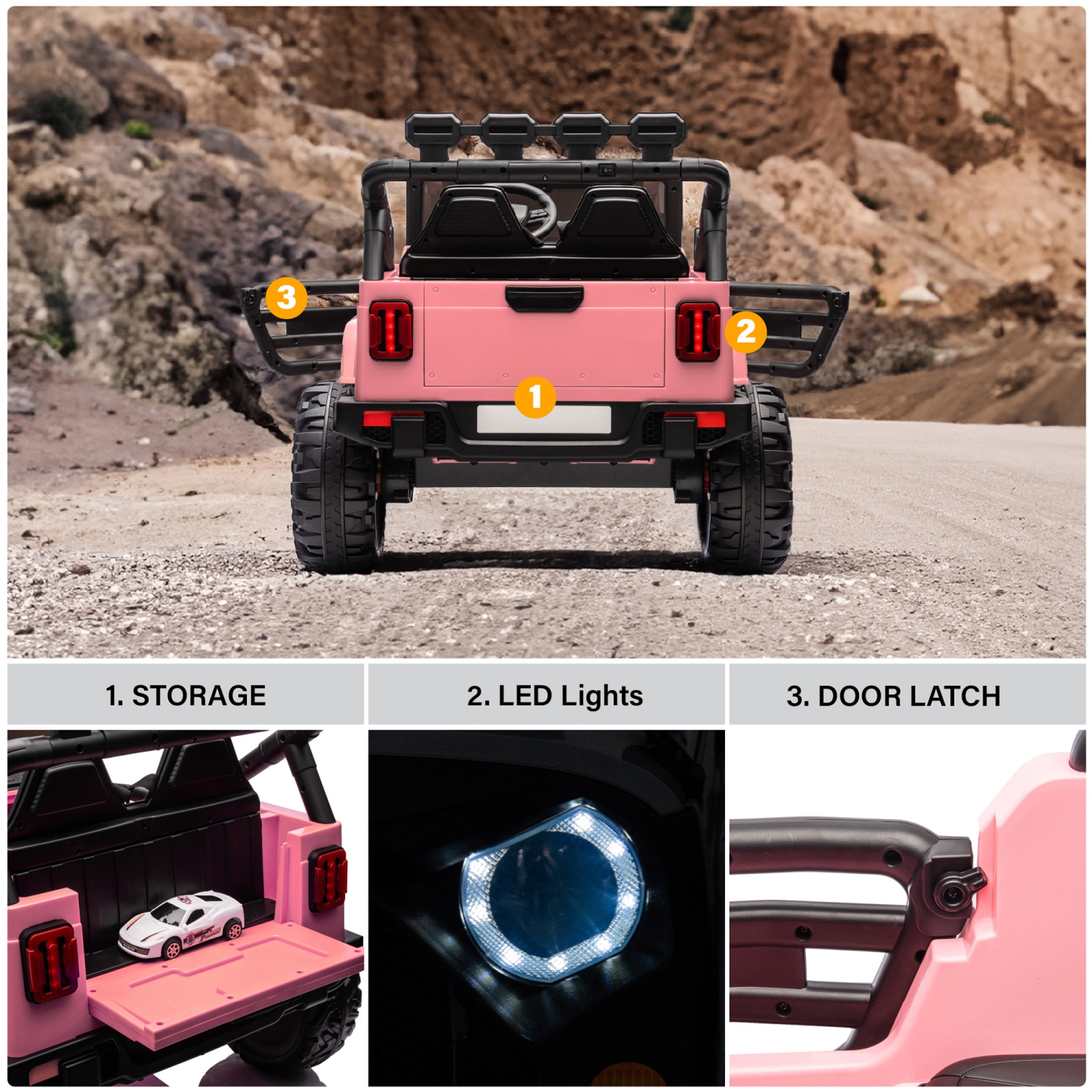 VOLTZ TOYS – jouet porteur HVAOC Truck 12&nbsp;V à 2 sièges pour enfants avec portes ouvertes, lumières DEL, télécommande 2,4G et lecteur MP3 avec