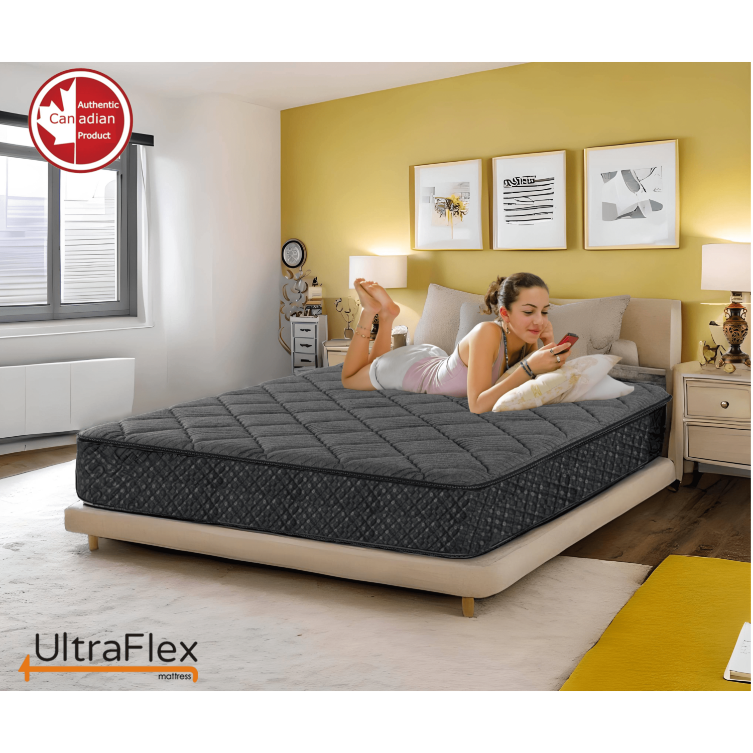 Ultraflex SleepScape luxe hybride : Matelas haute performance écologique avec soutien postural et conception hypoallergénique certifié CertiPUR-US®