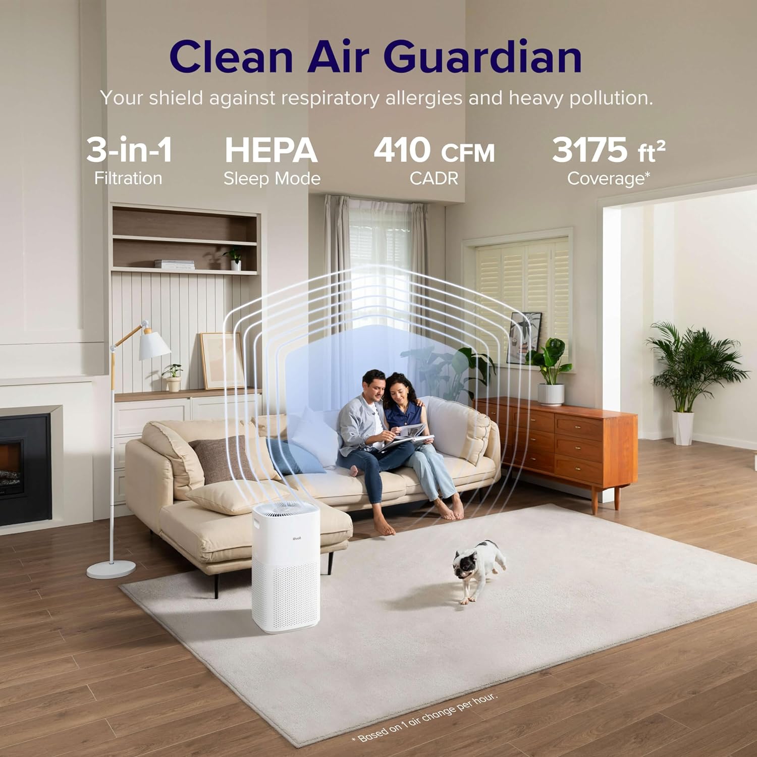 LEVOIT Air Purifiers for Large Room Home up to 3175 Sq Ft,Smart WiFi Alexa Control,PM2.5 Monitor,H13 True HEPA Air Filter Removes 99.97% of