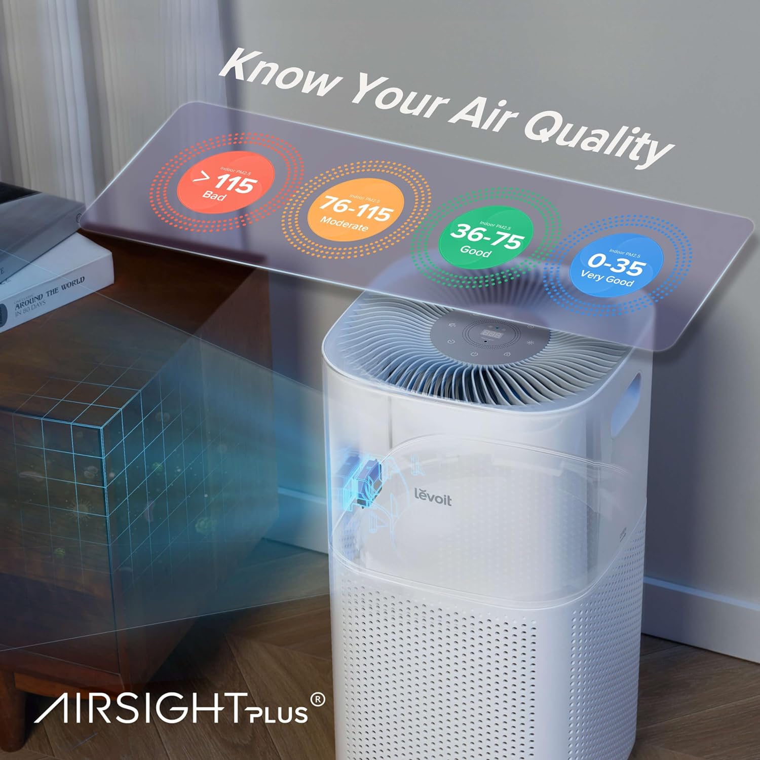 LEVOIT Air Purifiers for Large Room Home up to 3175 Sq Ft,Smart WiFi Alexa Control,PM2.5 Monitor,H13 True HEPA Air Filter Removes 99.97% of