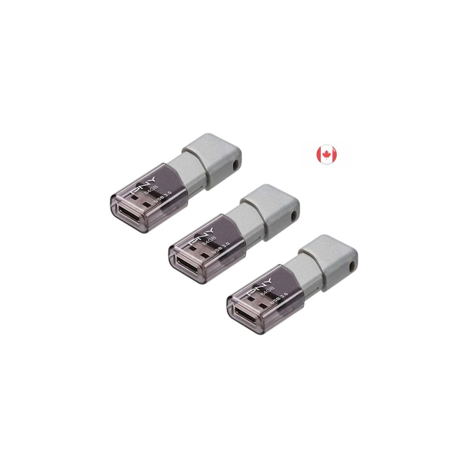 Clé USB 3,0 Turbo attaché de 3 Go de 64&nbsp;Go - Paquet de 3 - Gris