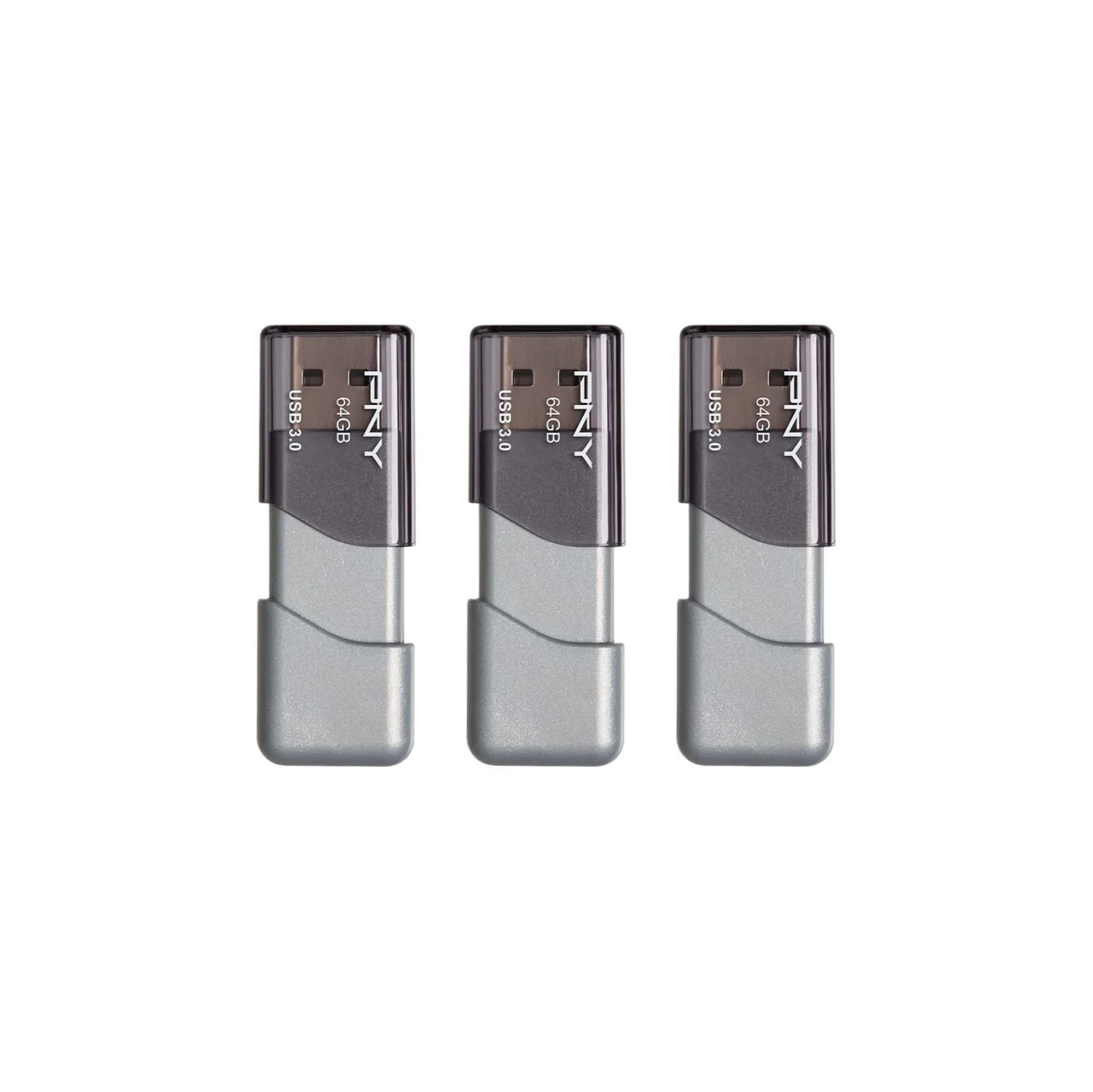Clé USB 3,0 Turbo attaché de 3 Go de 64 Go - Paquet de 3 - Gris