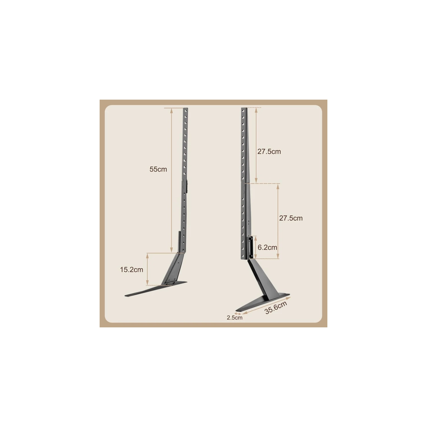 Universal TV Stand with Metal Legs for 22-65 Inch Flat & Curved TVs - Height Adjustable, VESA 75x75mm to 800x400mm