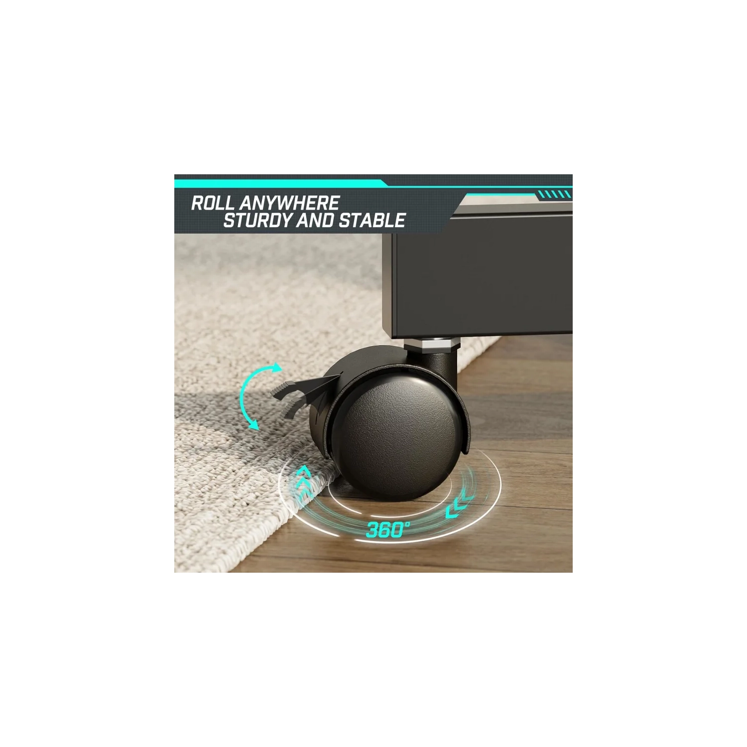 Chariot pour téléviseur mobile avec prise de courant, meuble à roulettes pour téléviseur plat et incurvé de 23-60 po, hauteur réglable, tablette AV,