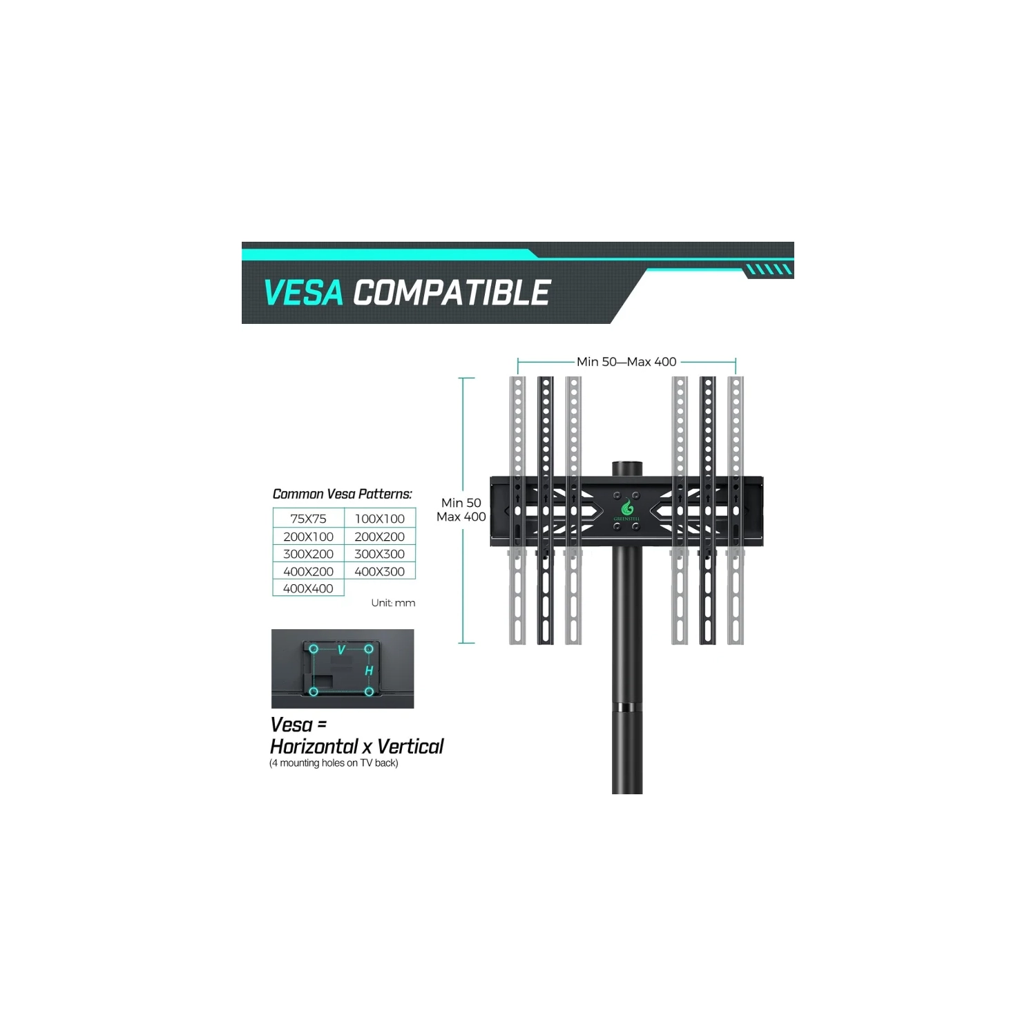 Chariot pour téléviseur mobile avec prise de courant, meuble à roulettes pour téléviseur plat et incurvé de 23-60 po, hauteur réglable, tablette AV,