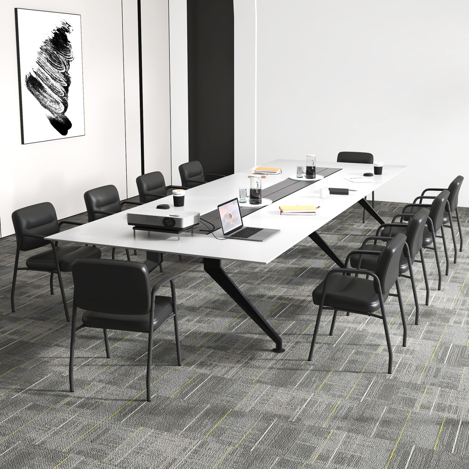 Fauteuil de salle d'attente sans roulettes de Costway Ensemble de 10 avec accoudoirs intégrés pour la réception