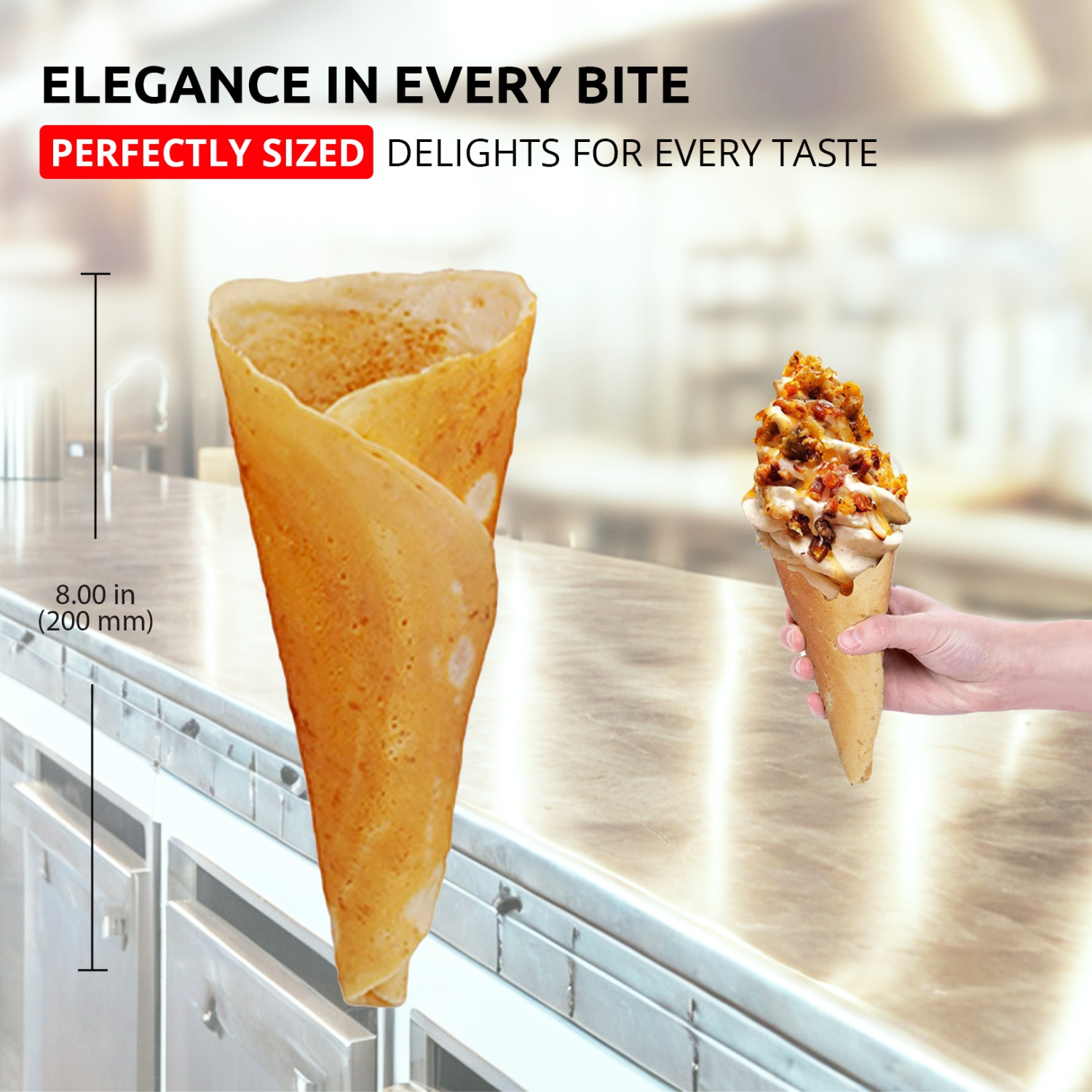 AP-598 Waffle Cone Maker | Electric Ice Cream Cone Maker | Stainless Steel | Non-stick | Manual Control | 110V