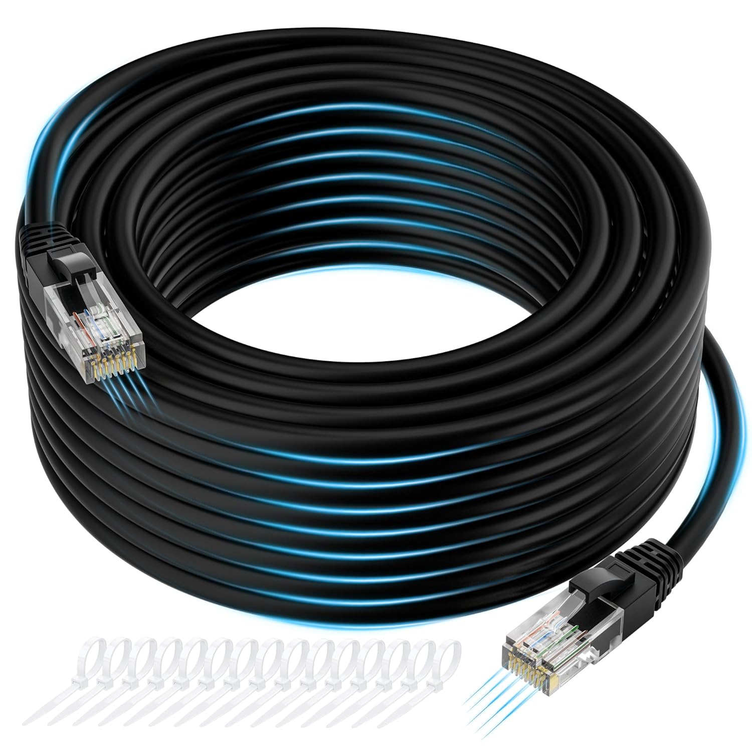 Cat 6 Ethernet Cable 25 Feet, Cat 6 Internet Cable, Cat6 Patch Cable, Network, LAN, Snagless RJ45 Cord, Supports Cat6/