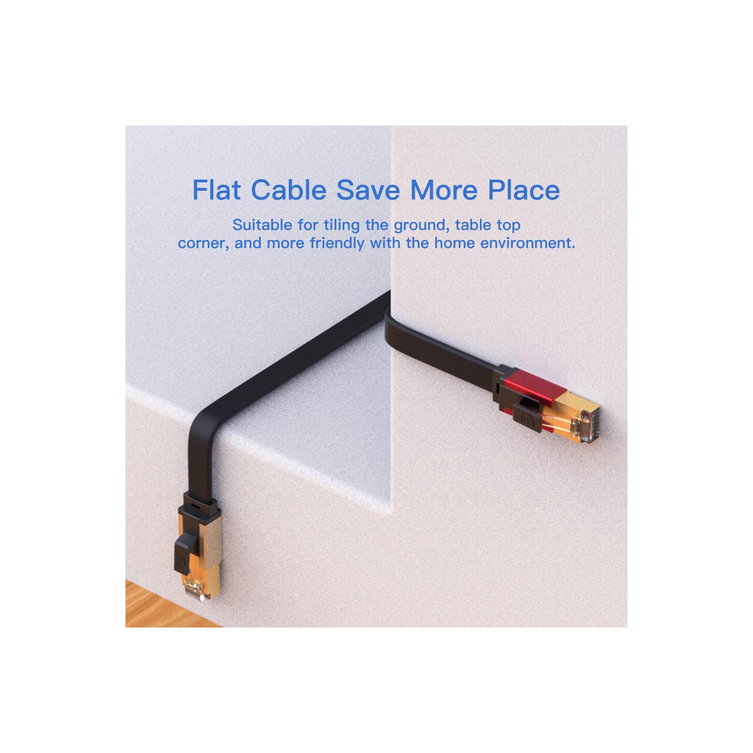 Cat 8 Ethernet Cable 3ft Shielded, 40Gbps High Speed 26AWG, 2000Mhz SFTP Patch Cord with Gold Plated RJ45