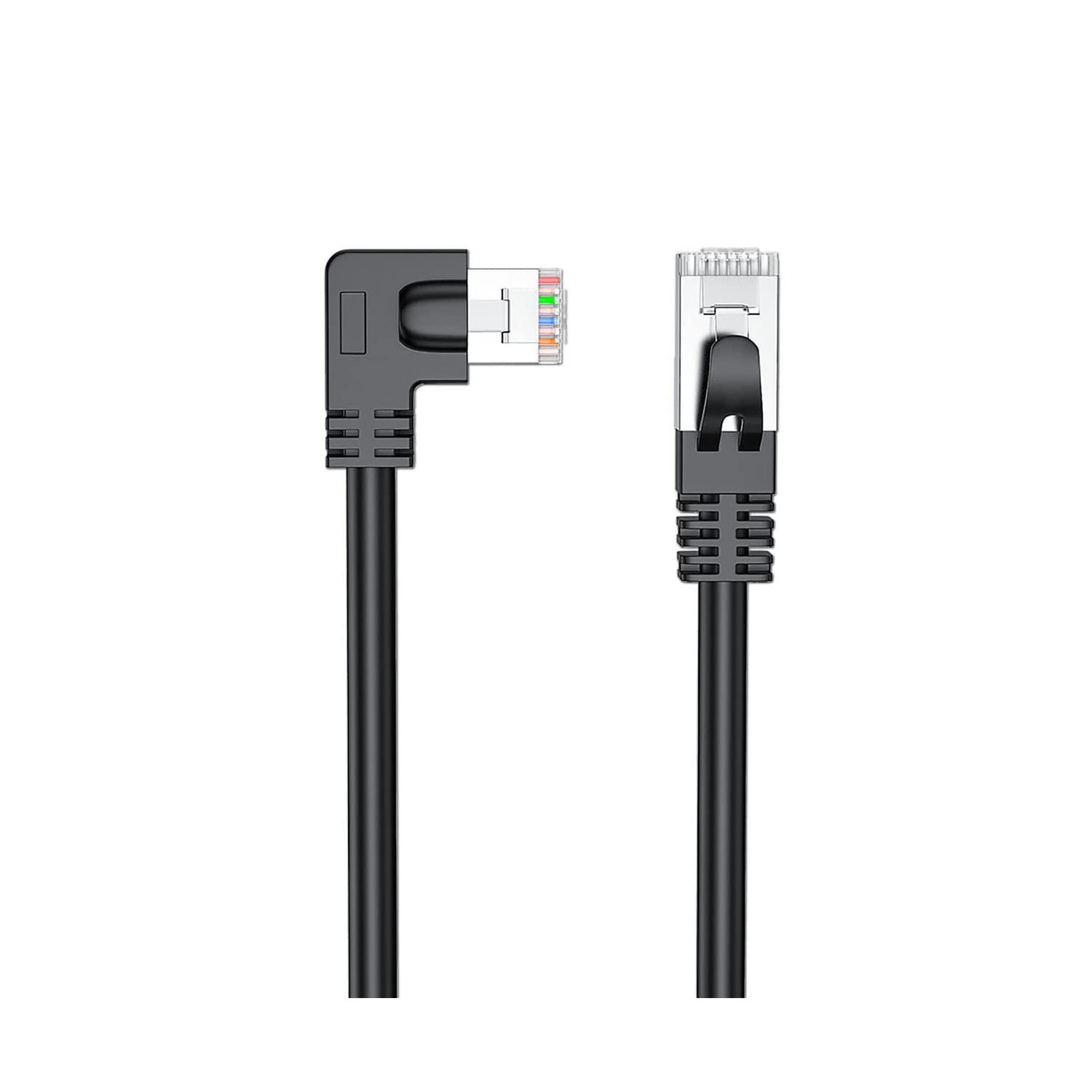 CAT6 Shielded Ethernet Patch Cable 90 Degree Right Angle rightward,FTP RJ45 Gigabit Network Cord,Cat 6 High