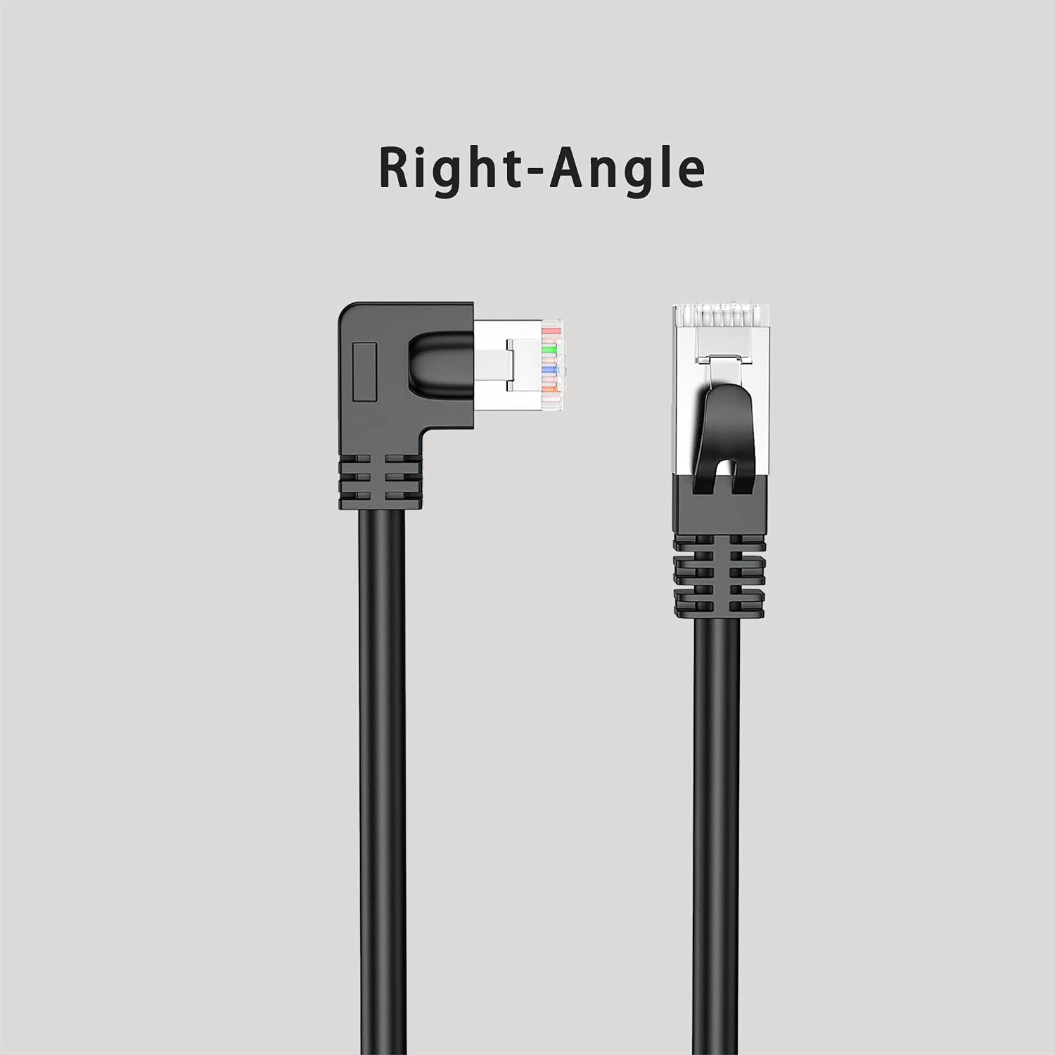 CAT6 Shielded Ethernet Patch Cable 90 Degree Right Angle rightward,FTP RJ45 Gigabit Network Cord,Cat 6 High