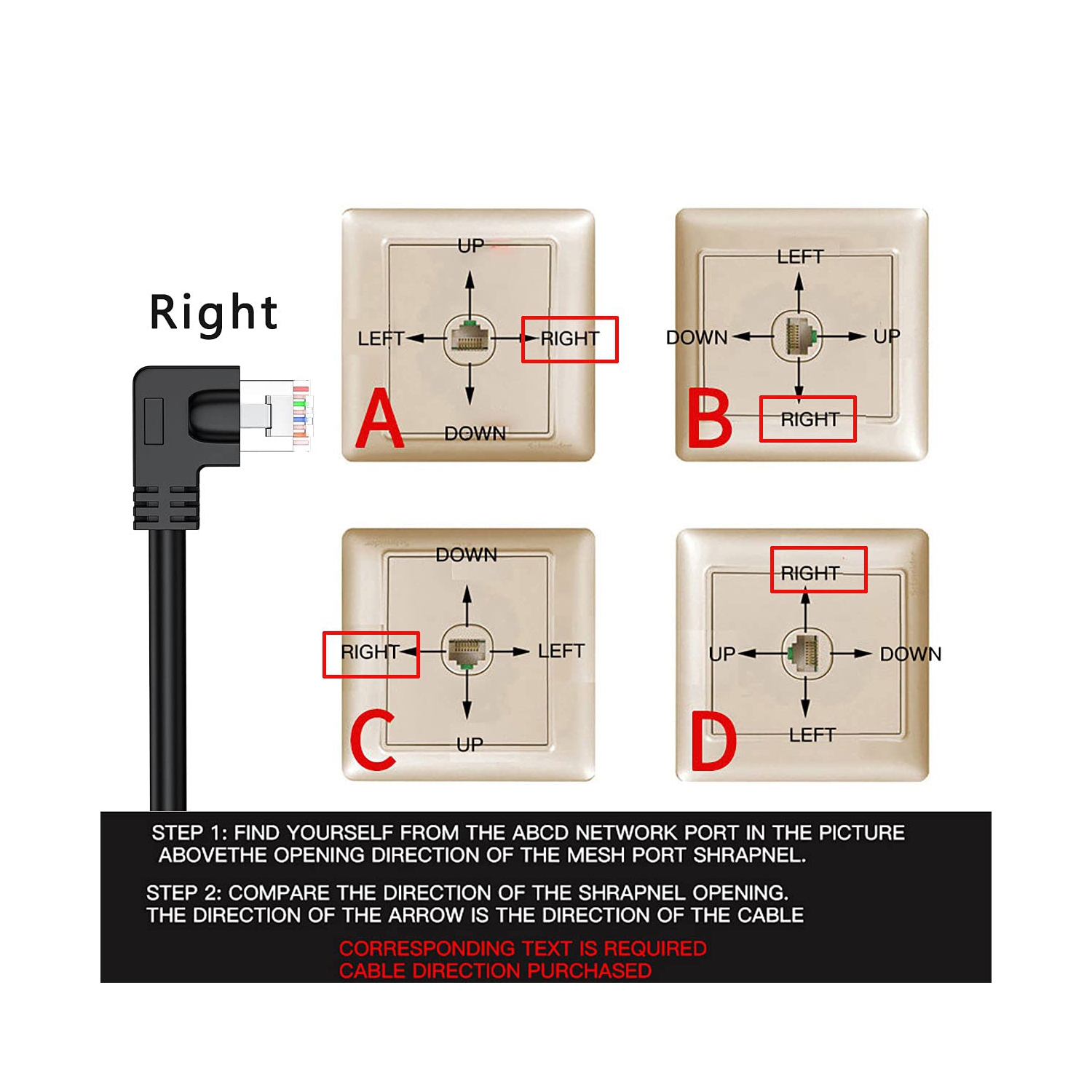 CAT6 Shielded Ethernet Patch Cable 90 Degree Right Angle rightward,FTP RJ45 Gigabit Network Cord,Cat 6 High