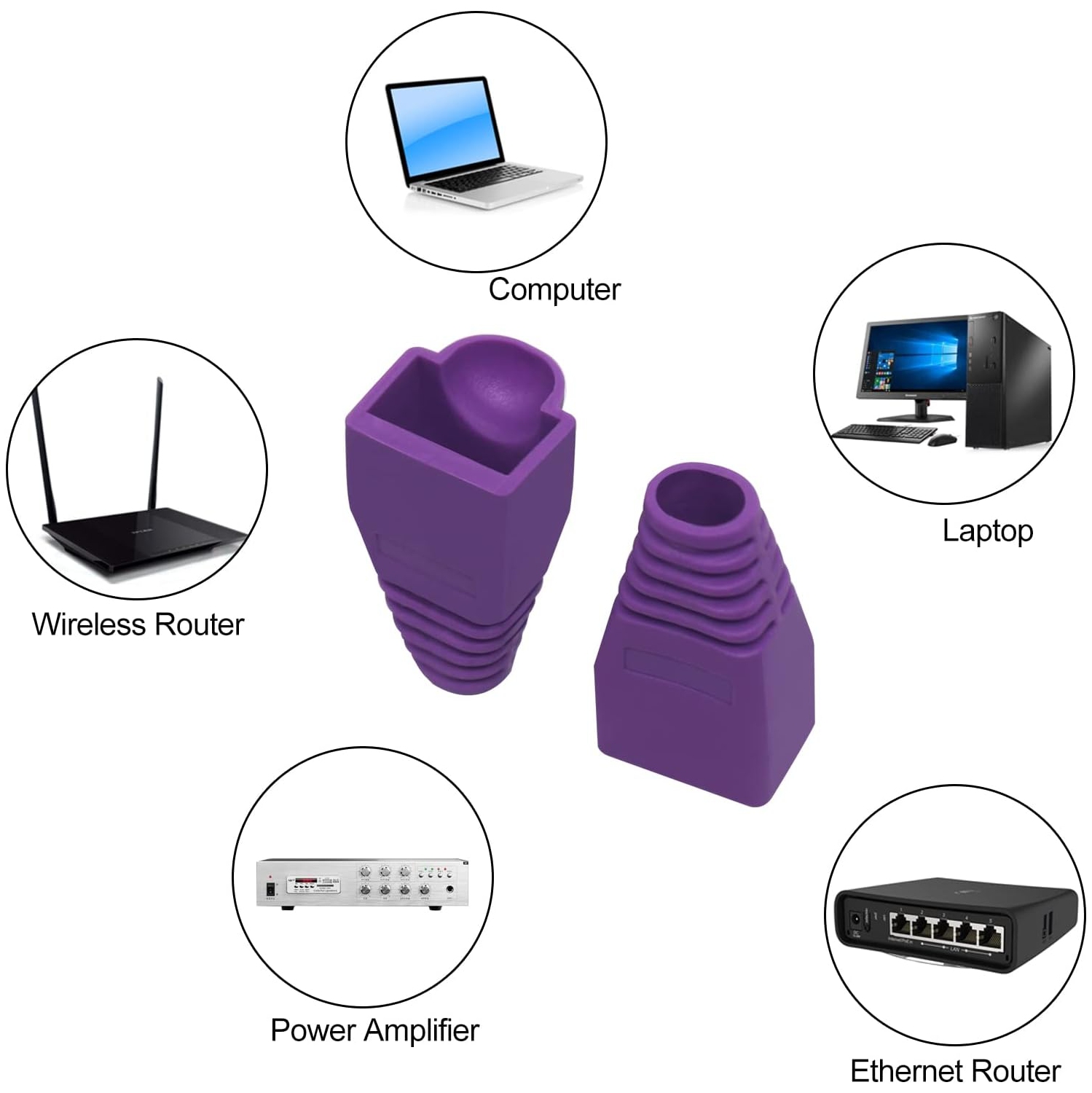 Soft Plastic Ethernet RJ45 Cable Connector Boots Cover Strain Relief Boots CAT5 CAT5E CAT6 CAT6E 100PCS by