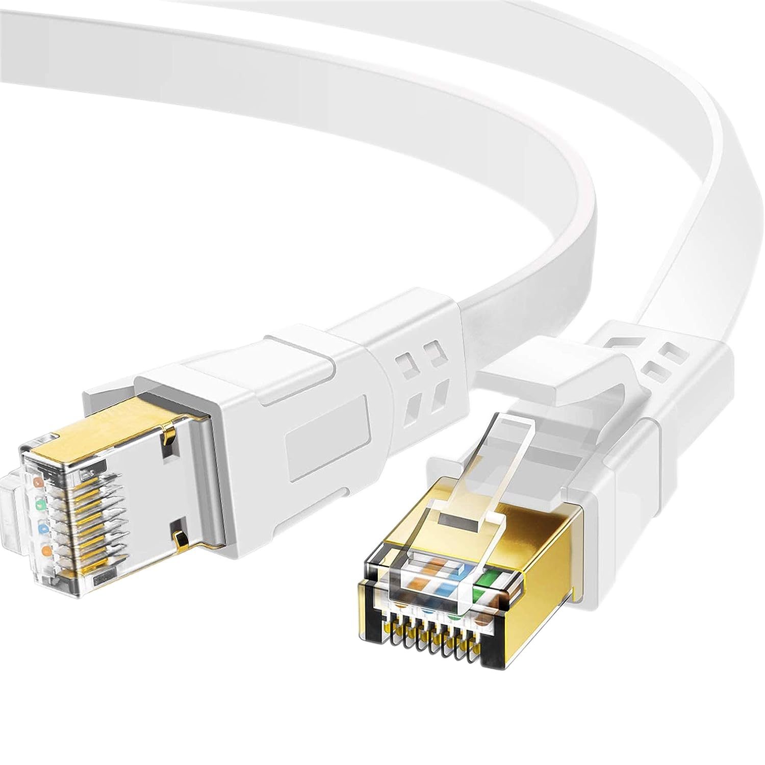 Cat 8 Ethernet Cable, Heavy Duty High Speed RJ45 Patch Cord, Cat8 LAN Gold Plated 40Gbps 2000Mhz Network, Indoor,