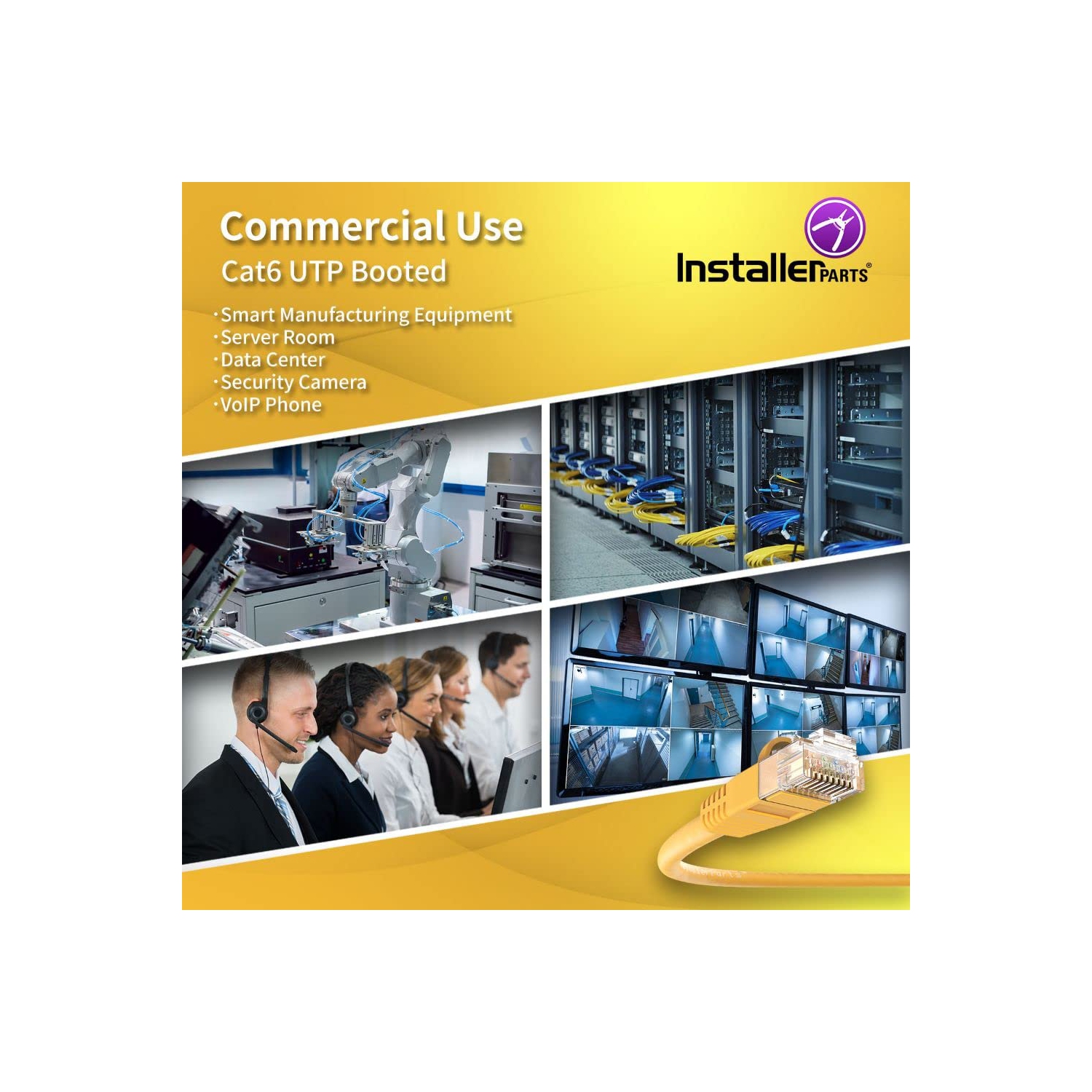 (10 Pack) Ethernet Cable CAT6 Cable UTP Booted 2 FT - Yellow - Professional Series - 10Gigabit/Sec