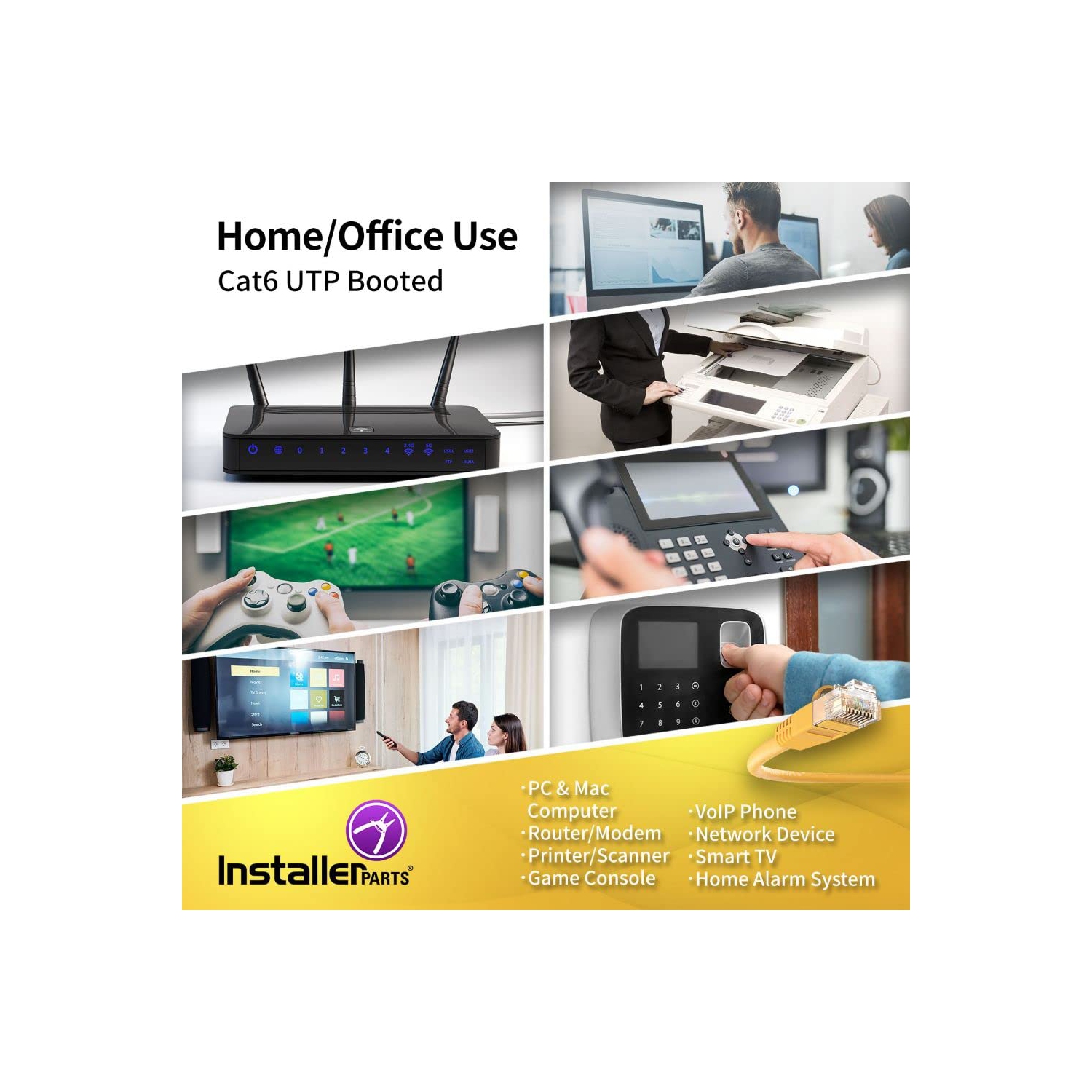 (10 Pack) Ethernet Cable CAT6 Cable UTP Booted 2 FT - Yellow - Professional Series - 10Gigabit/Sec