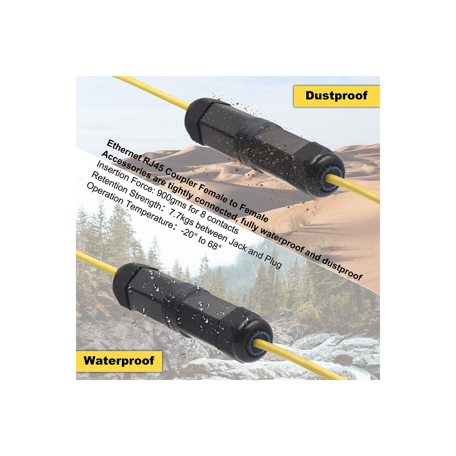 Coupleur étanche RJ45 Cat6/Cat5e/Cat5, connecteurs de câble Ethernet extérieur blindé femelle à femelle, réseau IP67