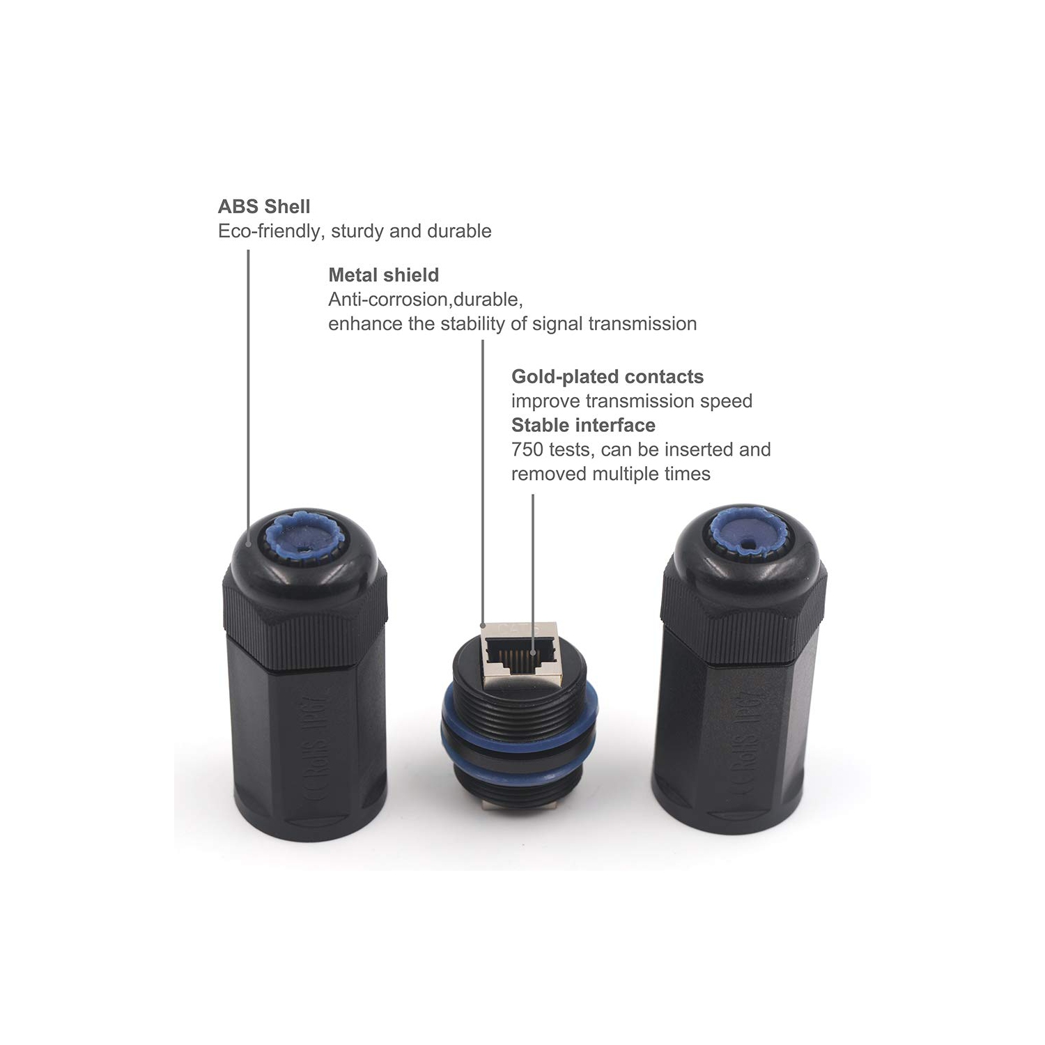 Coupleur étanche RJ45 Cat6/Cat5e/Cat5, connecteurs de câble Ethernet extérieur blindé femelle à femelle, réseau IP67