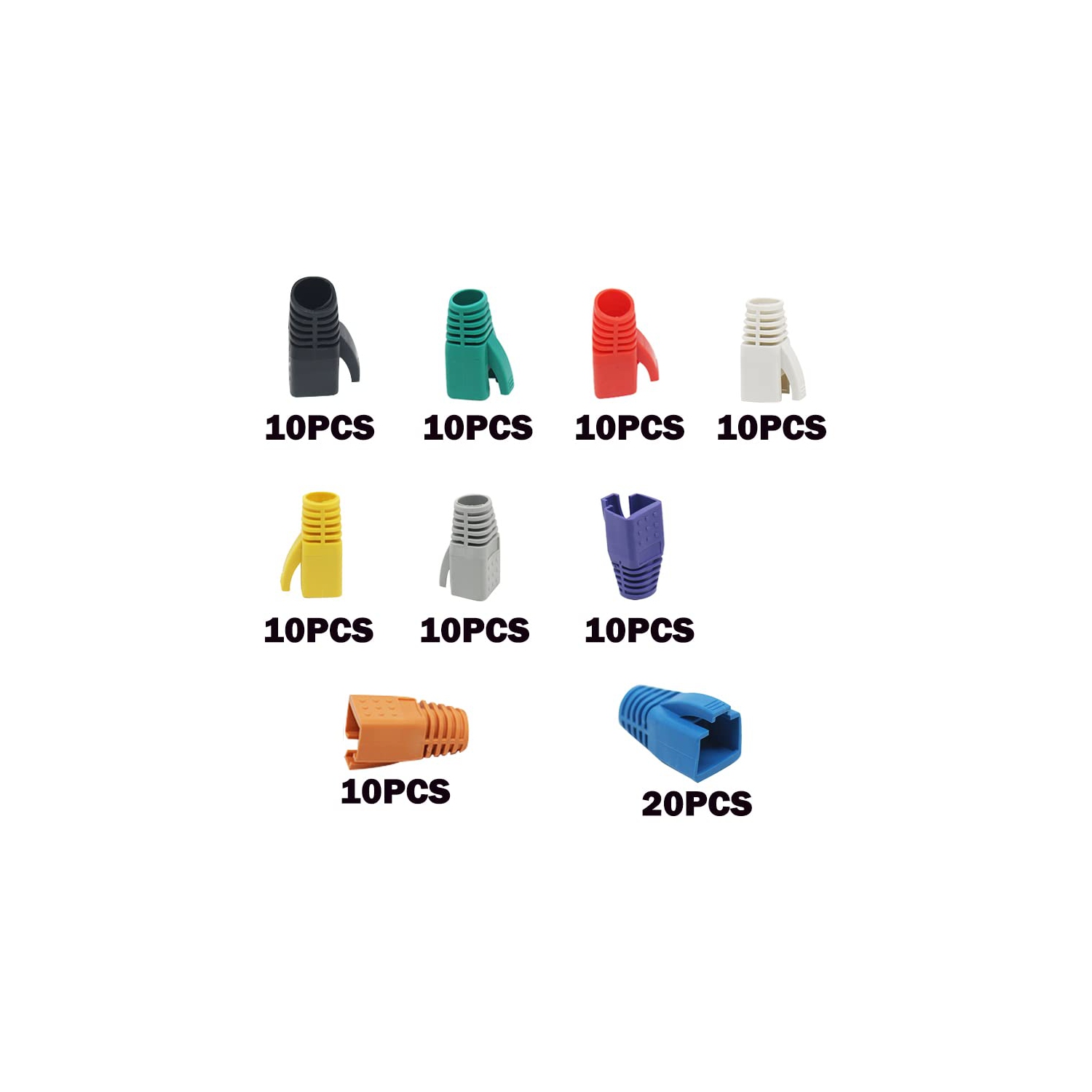 RJ-45 Cable Connector Boots RJ45 Boots Plastic Network Wire,100 PCS CAT6A, CAT7, CAT8 Plastic RJ45 Ethernet Network