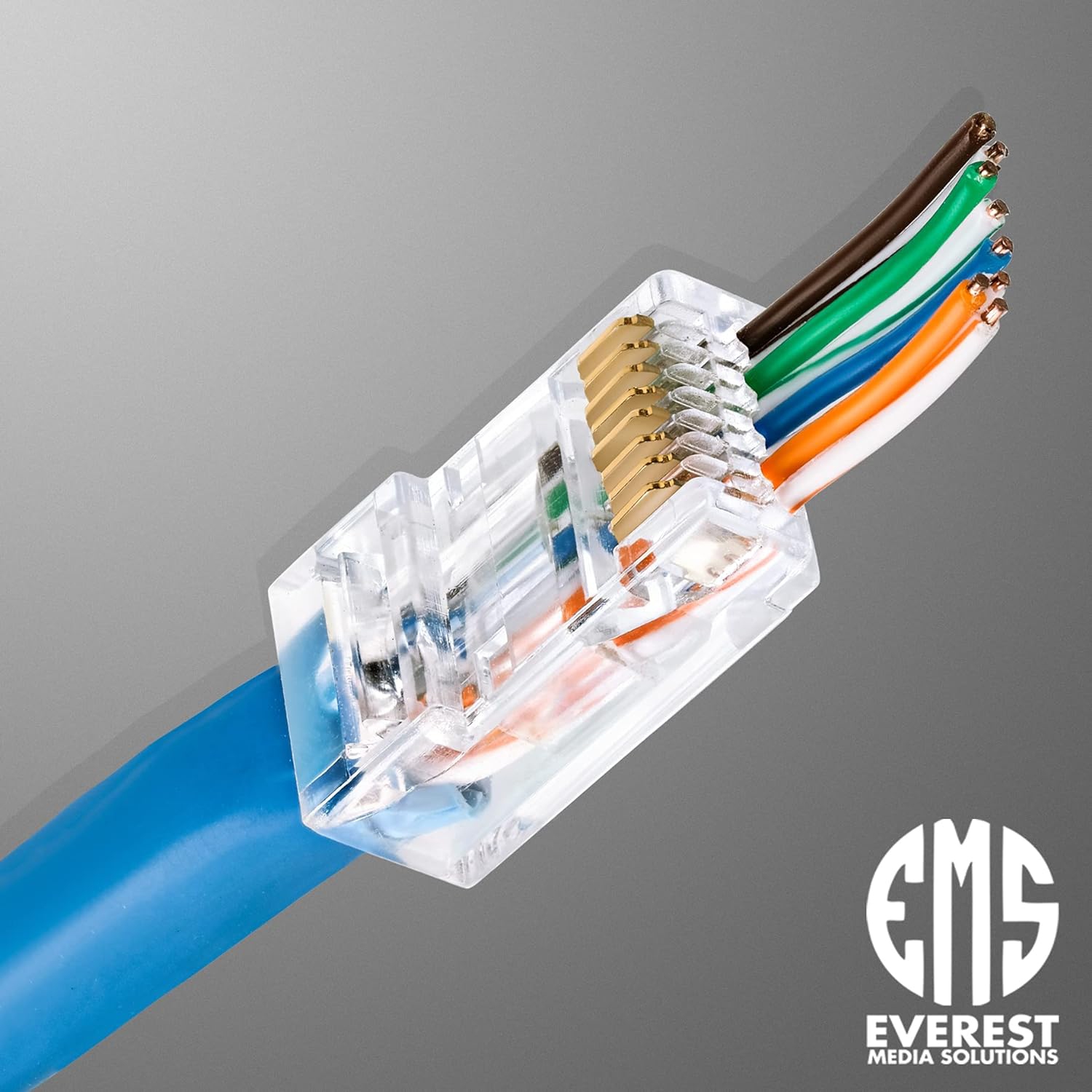 tions RJ45 Cat6/6a Pass Through Connectors for a Thick 23 AWG Large Diameter UTP Network Cable, 50