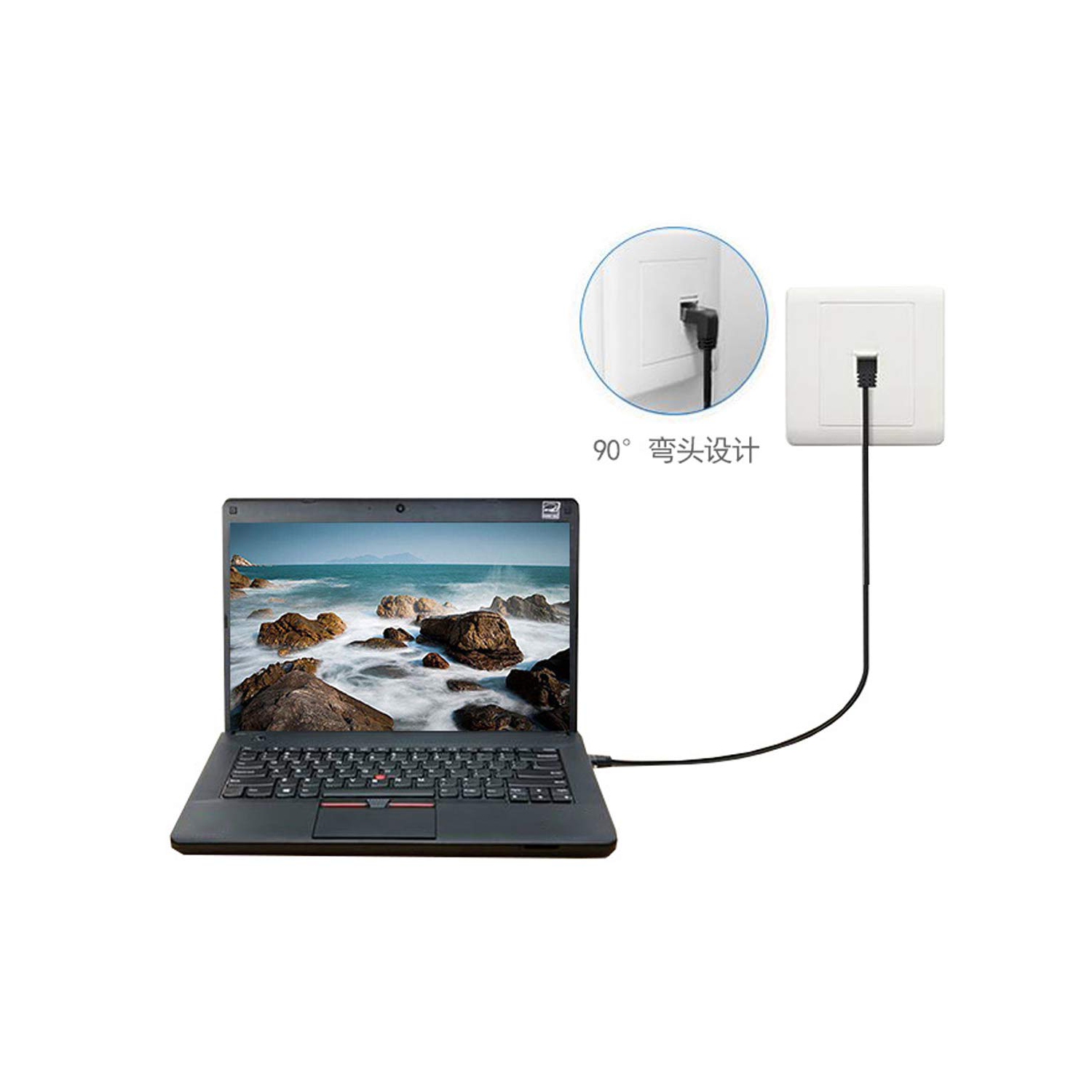 Ultra Thin Slim Cat6 Ethernet Cable RJ45 Down Angled 25cm UTP Network Cable Patch Cord 90 Degree Cat6a LAN