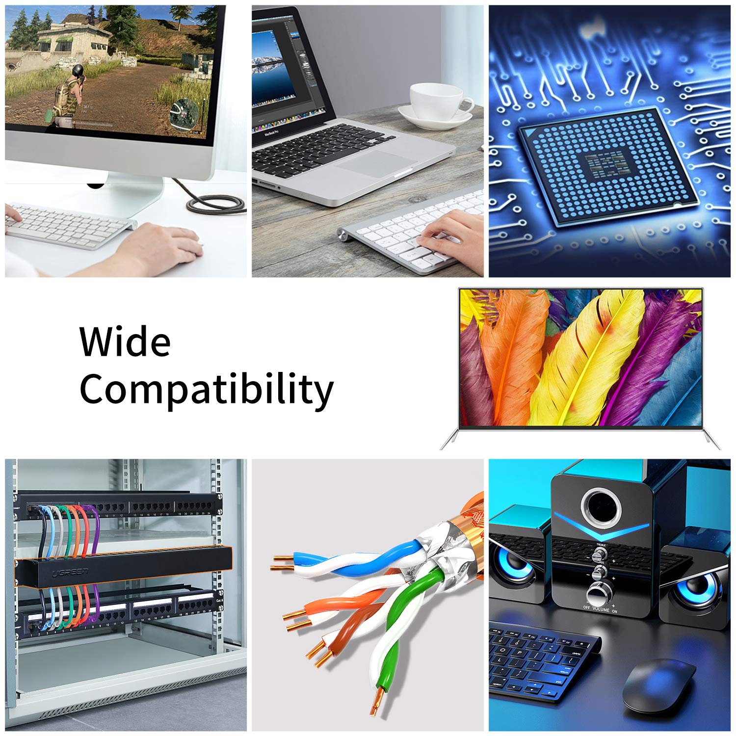 Cat 8 Ethernet Cable 6ft, 26AWG Lastest 40Gbps 2000Mhz SFTP Patch Cord, Heavy Duty High Speed Cat8 LAN Network