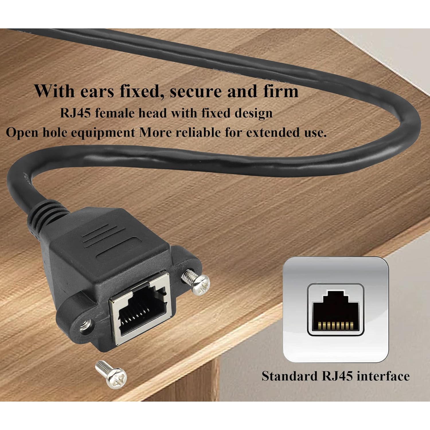 Cat 6 RJ45 90 Degree Male to Female Shielded Ethernet Network Connector Screw Panel Mount Extension Cable,