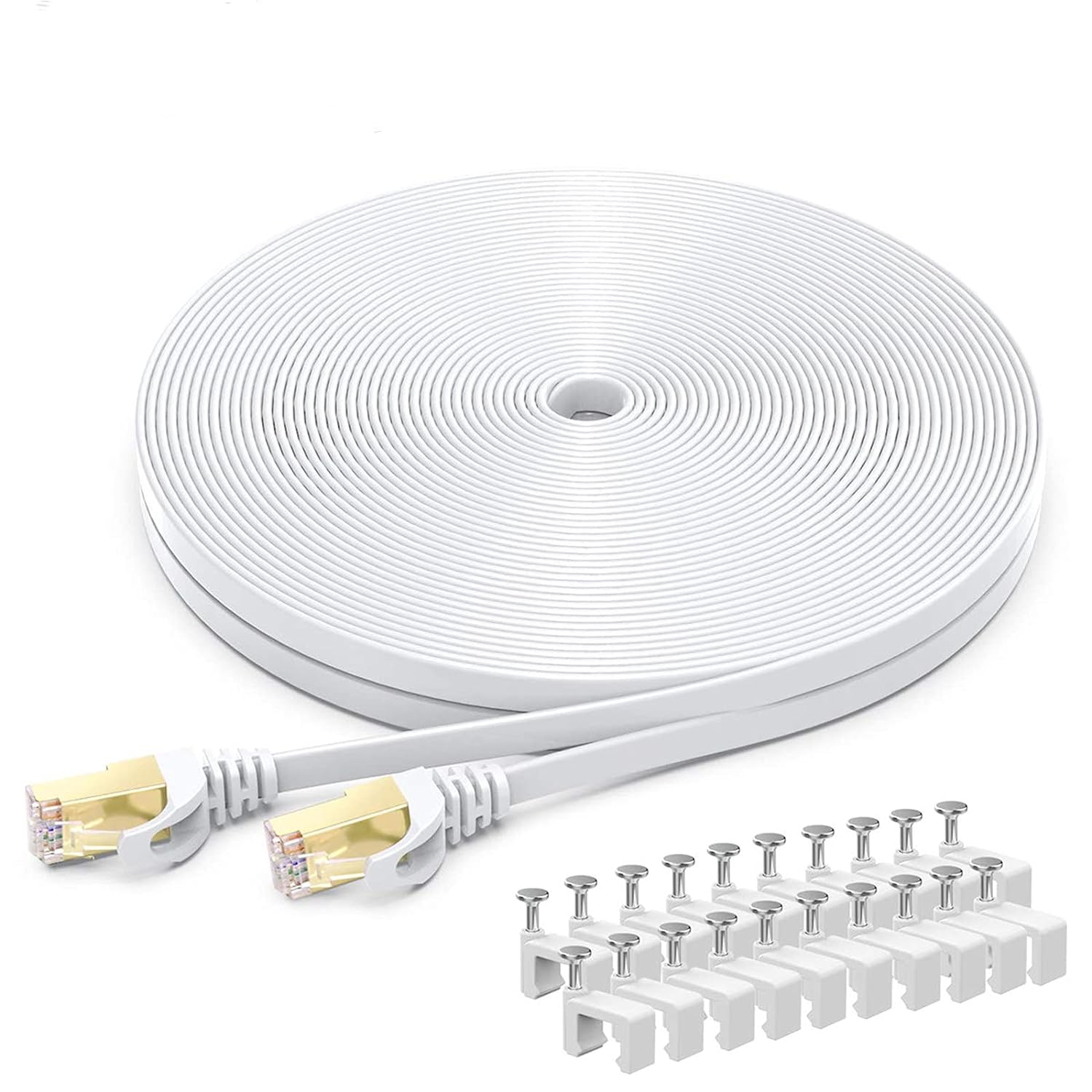 CAT8 Ethernet Cable 20ft, High Speed Flat Internet Network Computer Patch Cord, 40Gbps 2000Mhz Faster Than