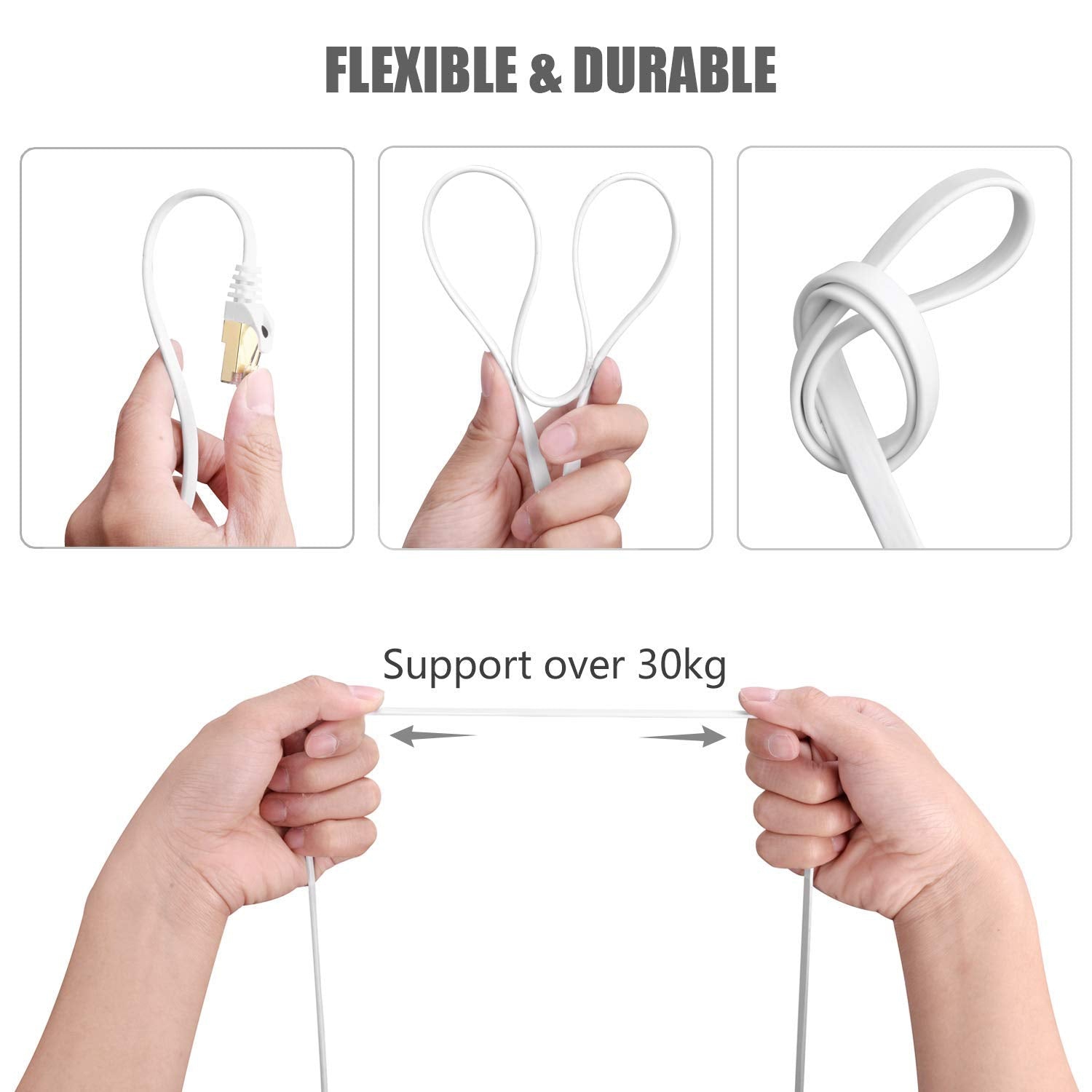 CAT8 Ethernet Cable 20ft, High Speed Flat Internet Network Computer Patch Cord, 40Gbps 2000Mhz Faster Than