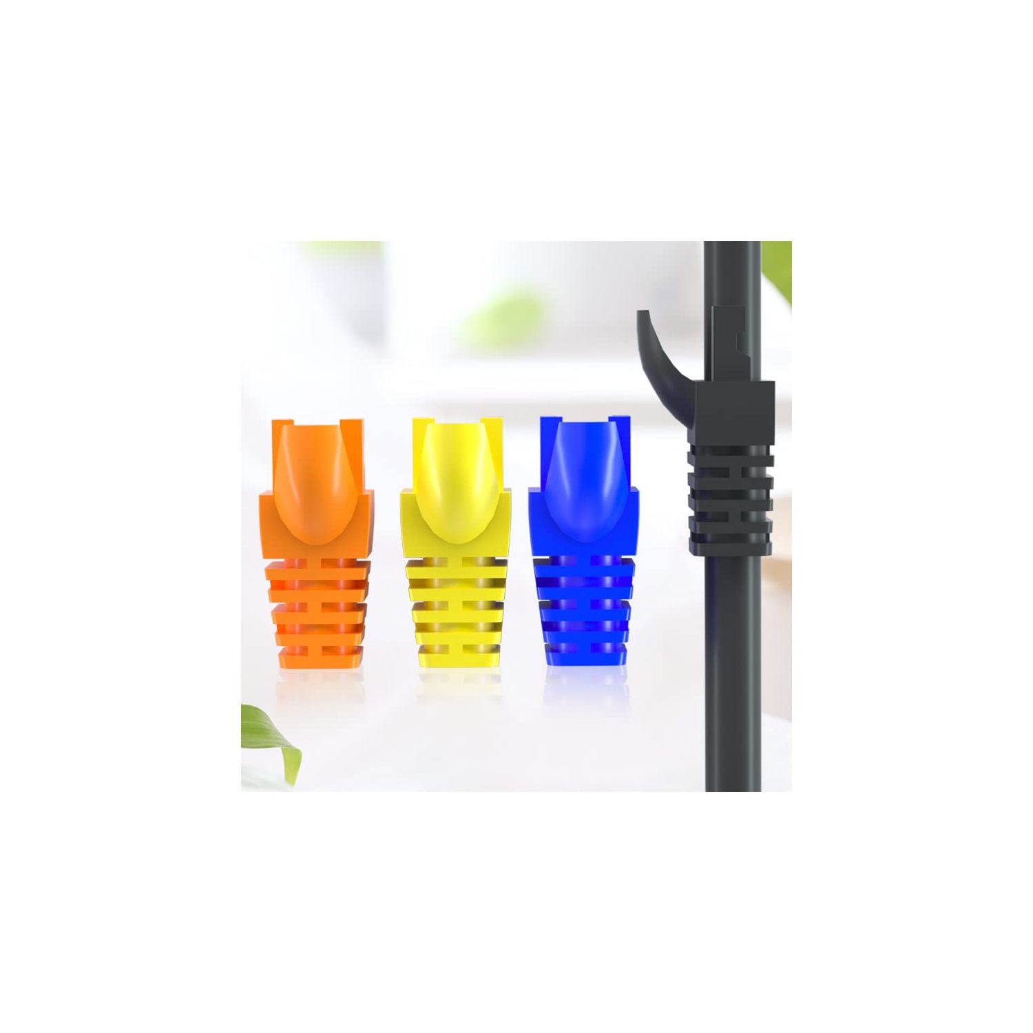 50 Pcs Cat5 Cat5E Cat6 Strain Relief Boot, RJ45 Plug Connector Cover Modular Network Plug Connector Cap Cable Connector