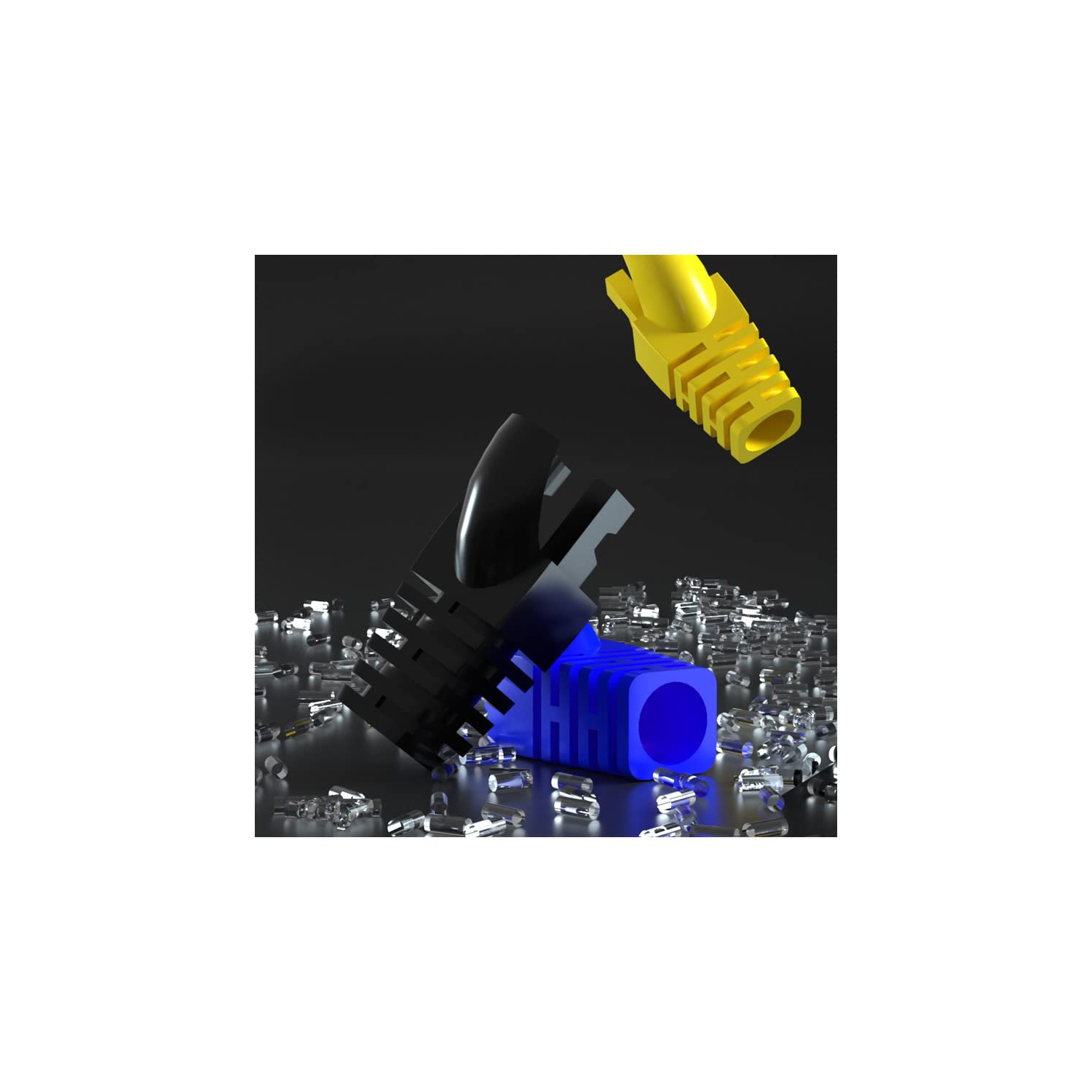 50 Pcs Cat5 Cat5E Cat6 Strain Relief Boot, RJ45 Plug Connector Cover Modular Network Plug Connector Cap Cable Connector