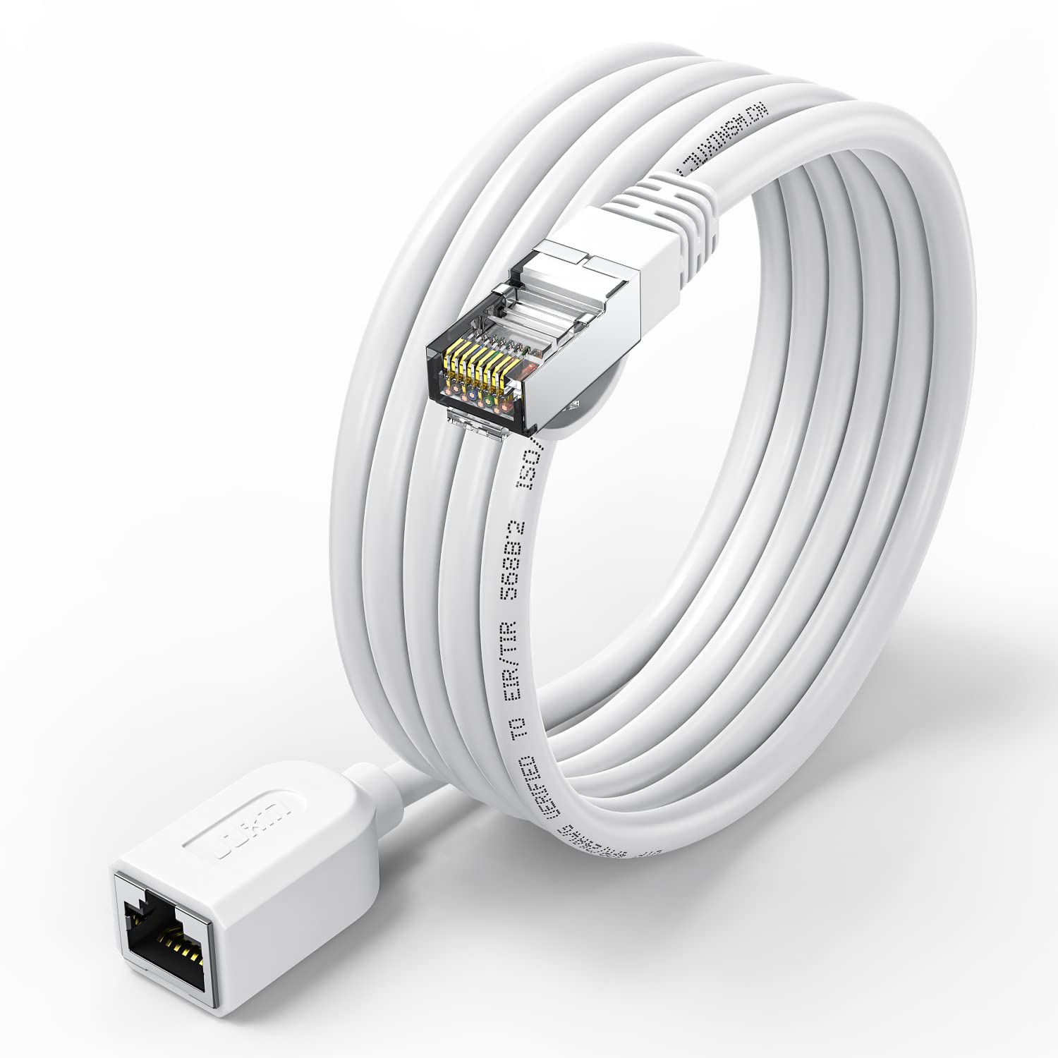 Ethernet Extension Cable White 10FT, CAT6 UTP Ethernet RJ45 Extension Male/Female Patch Cords for Router Modem