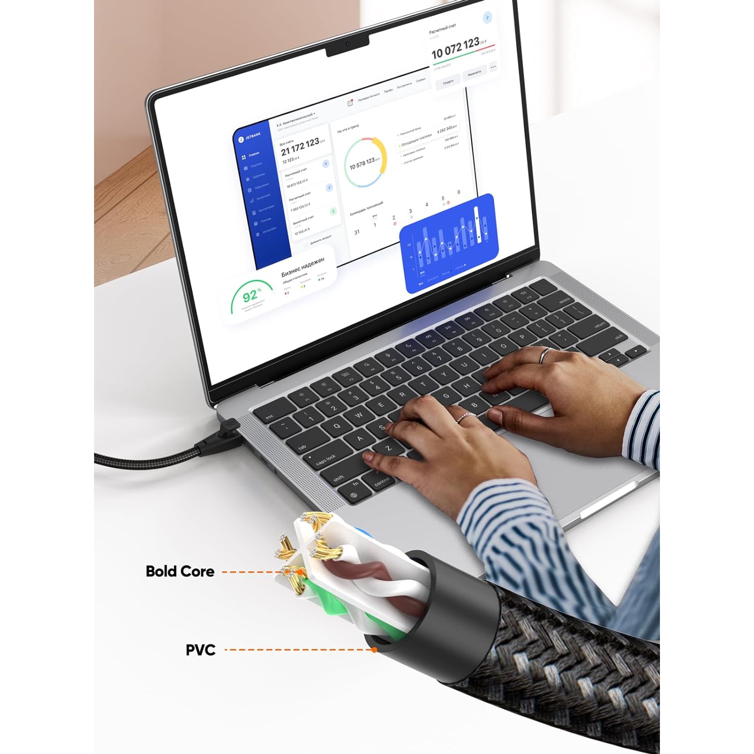 Cat 6 Ethernet Cable Braided Cat6 Gigabit High Speed 1000Mbps Internet Cable RJ45 Network LAN Cord