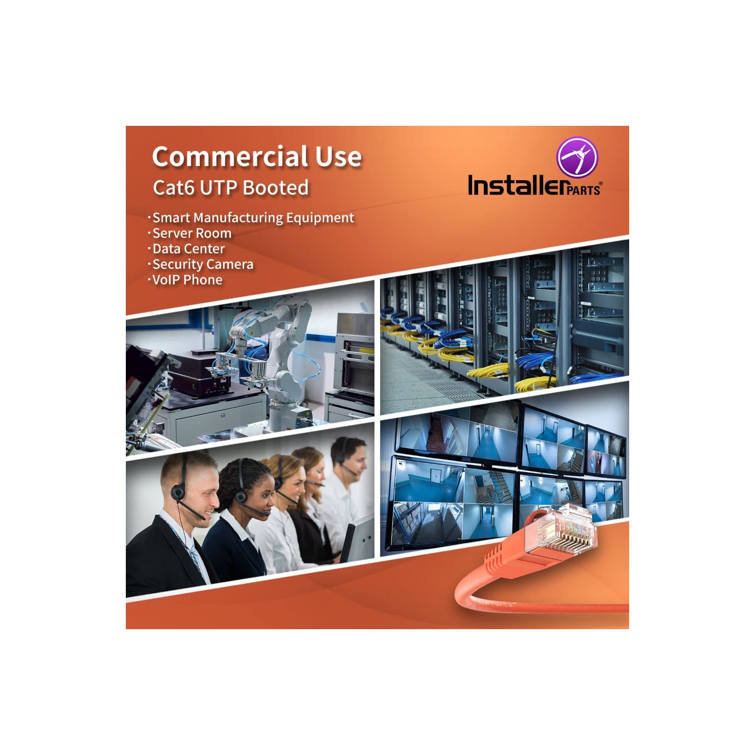 (10 Pack) Ethernet Cable CAT6 Cable UTP Booted 1.5 FT - Orange - Professional Series - 10Gigabit/Sec