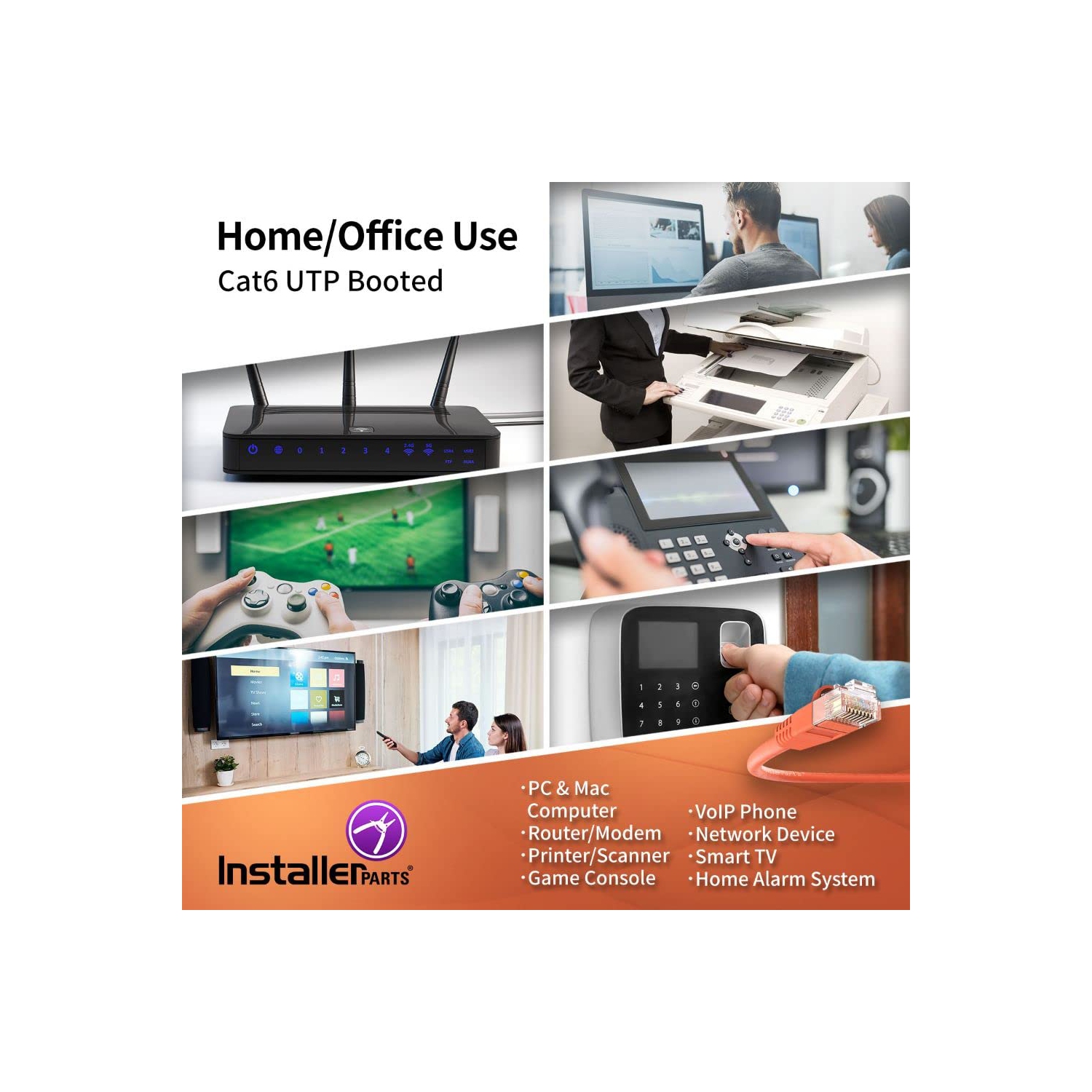 (10 Pack) Ethernet Cable CAT6 Cable UTP Booted 1.5 FT - Orange - Professional Series - 10Gigabit/Sec