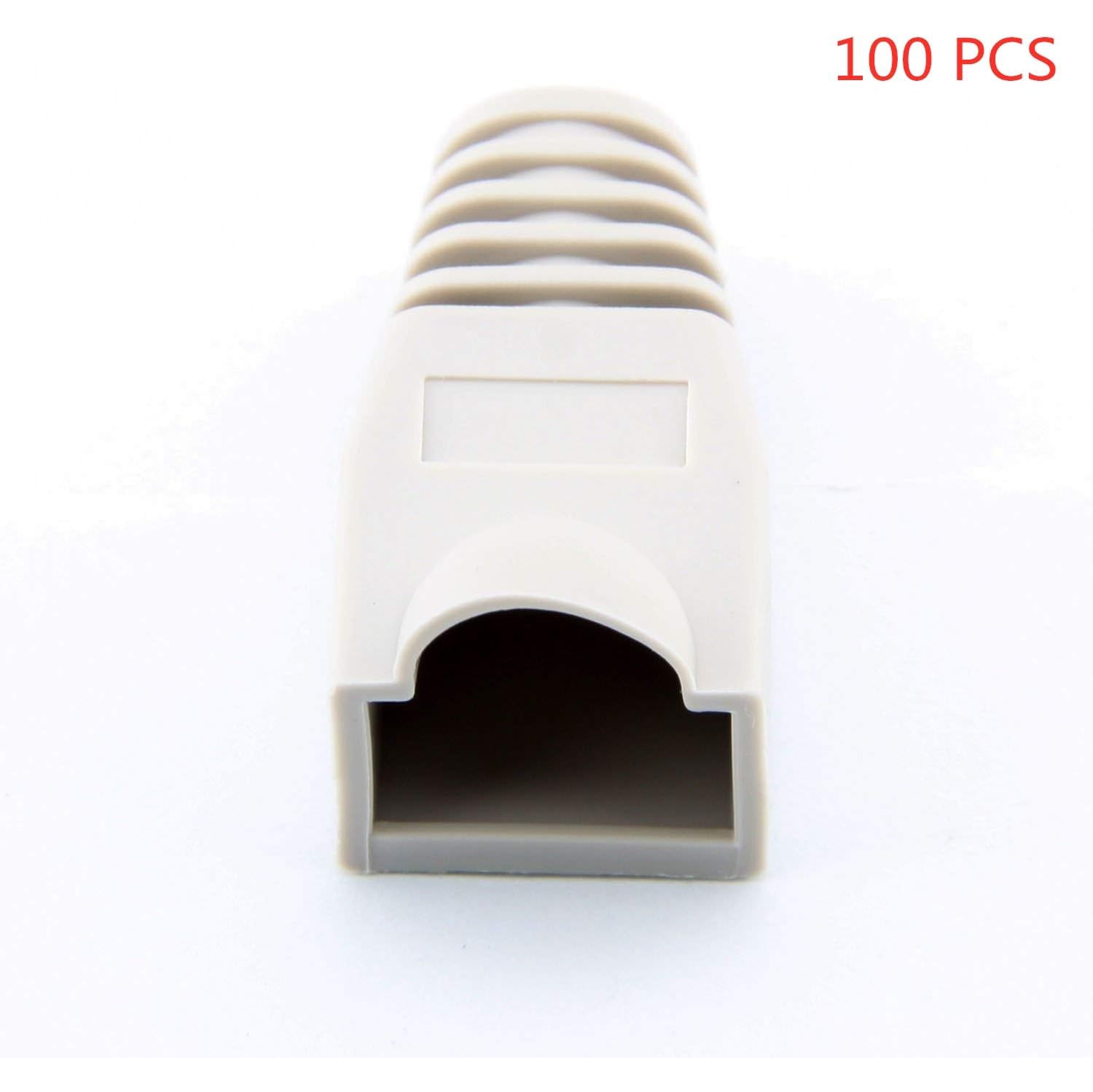 Bluesky 100 Pcs White Soft Plastic CAT5E CAT6 Ethernet RJ45 Cable Cap Connector Boots Plug Cover Strain Relief Boots
