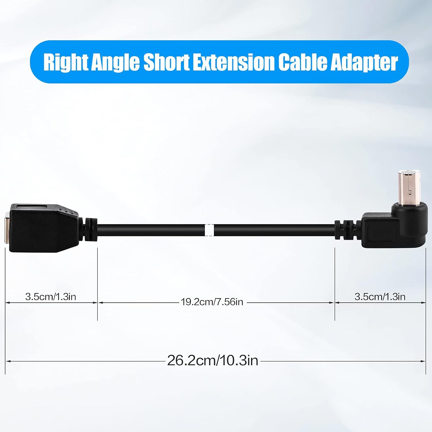 Haiker USB 2.0 B Female to Right Angle B Male Printer Short Extension Cable Adapter