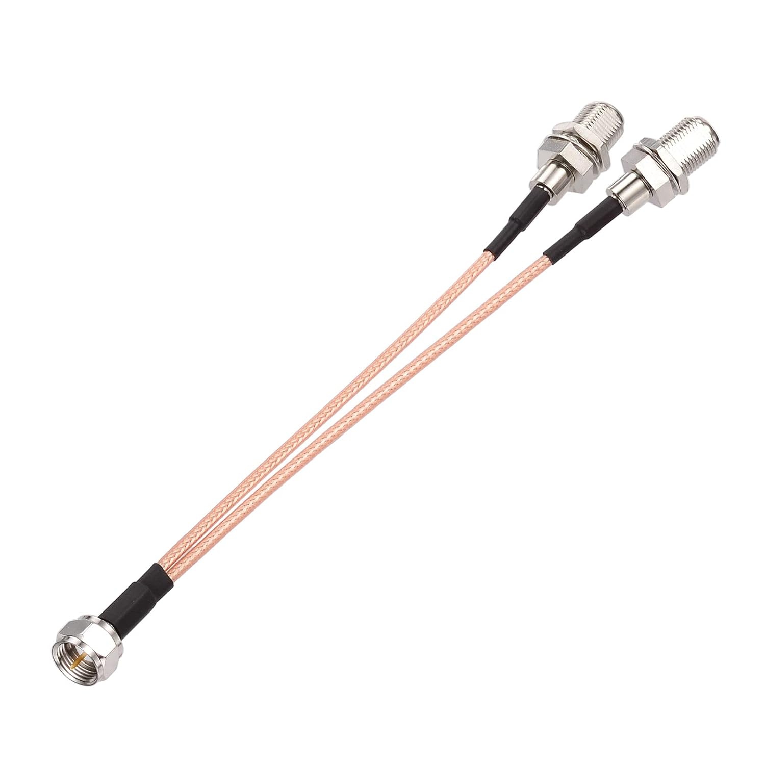 F-Type Coaxial Cable Splitter, 75 Ohm F Male to F Type Dual Female Splitter Cable for TV Cable Satellite Tuner