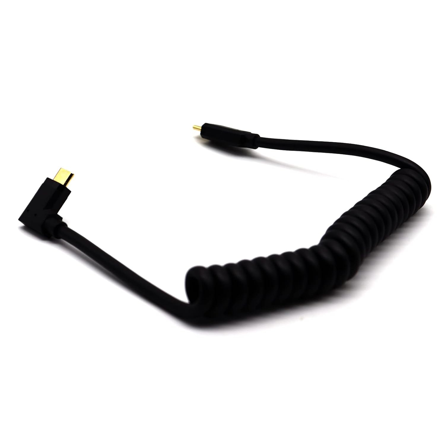Spring Coiled USB C Cable, 90 Degree Angle USB 3.1 Male to USB 3.1 Male Fast Data Charging Cord Type C Extension