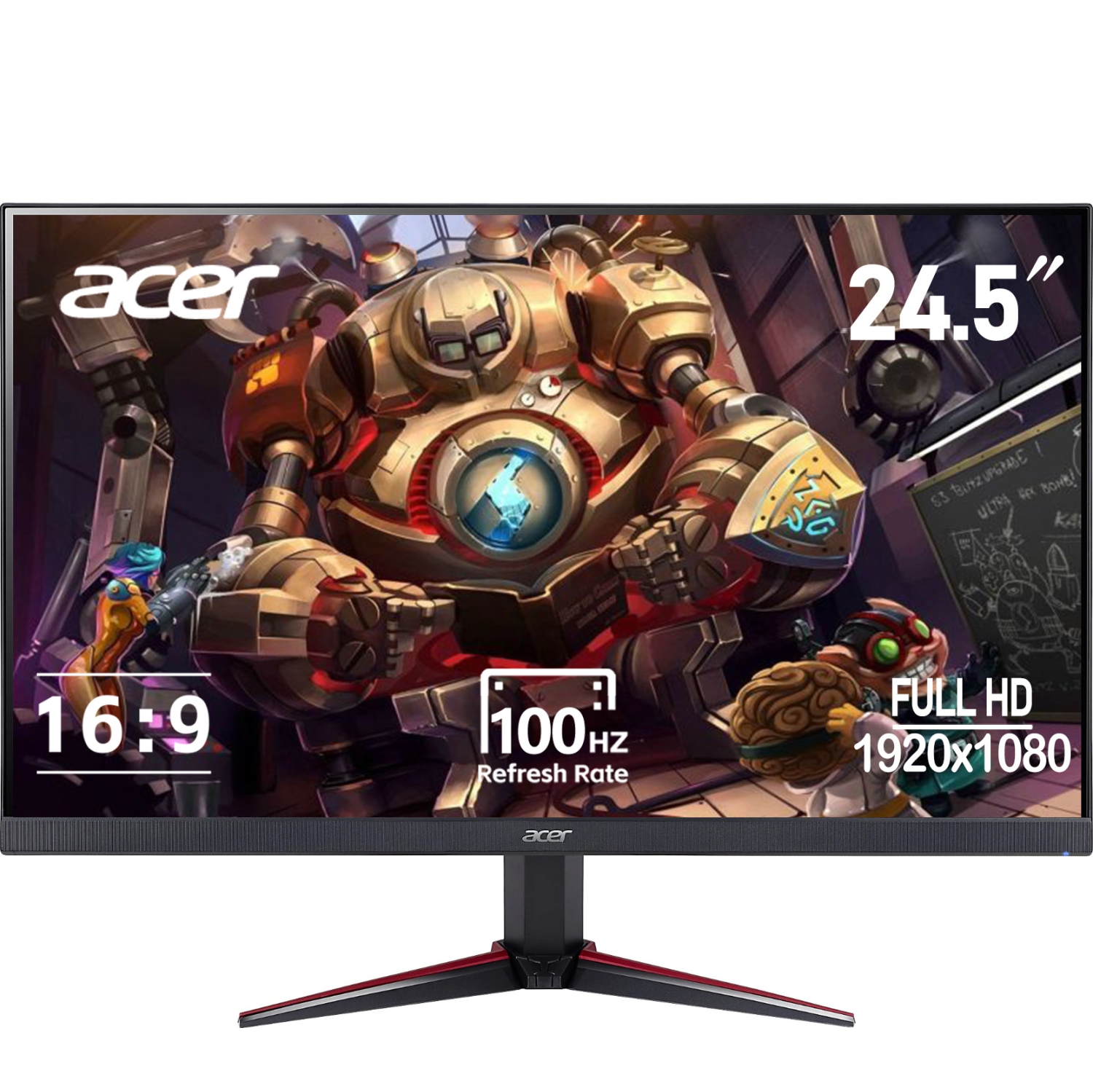 Acer Nitro 24.5" FHD Gaming Monitor with 100Hz Refresh Rate, IPS 1 ms, 1920x1080p, HDR10,Tilt-able Stand, Support Freesync & VESA, Ideal for PC Gaming