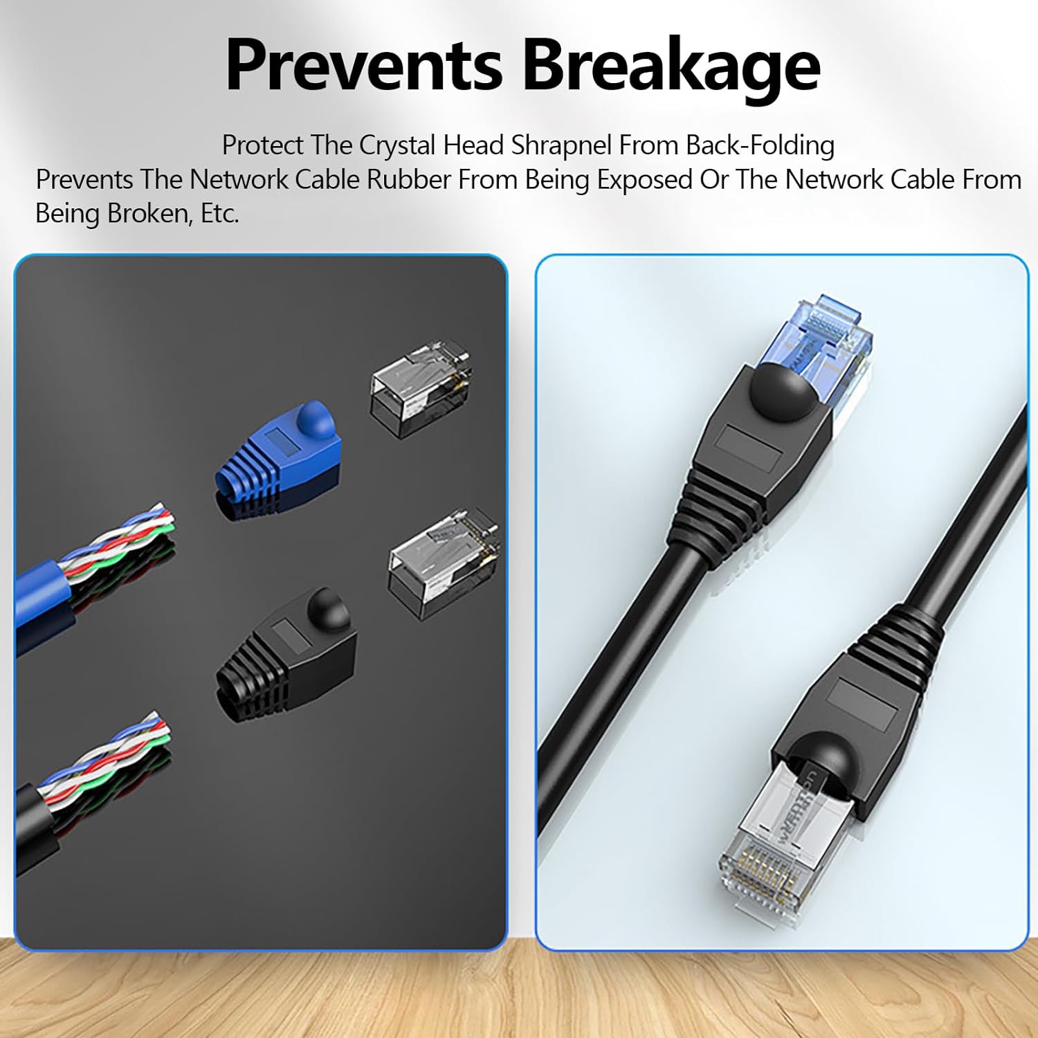 50PCS RJ45 Crystal Head Jacket, RJ45 Connector Ethernet Cable Color Coded Strain Relief Jacket, Cat5 Cat5E Cat6