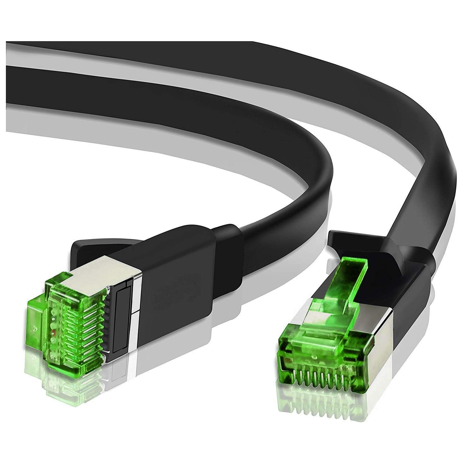 (TM) Ethernet Cable Cat7 Flat 50ft Black, Network Cable Cat 7 Flat Slim Ethernet Patch Cable, Internet Cable