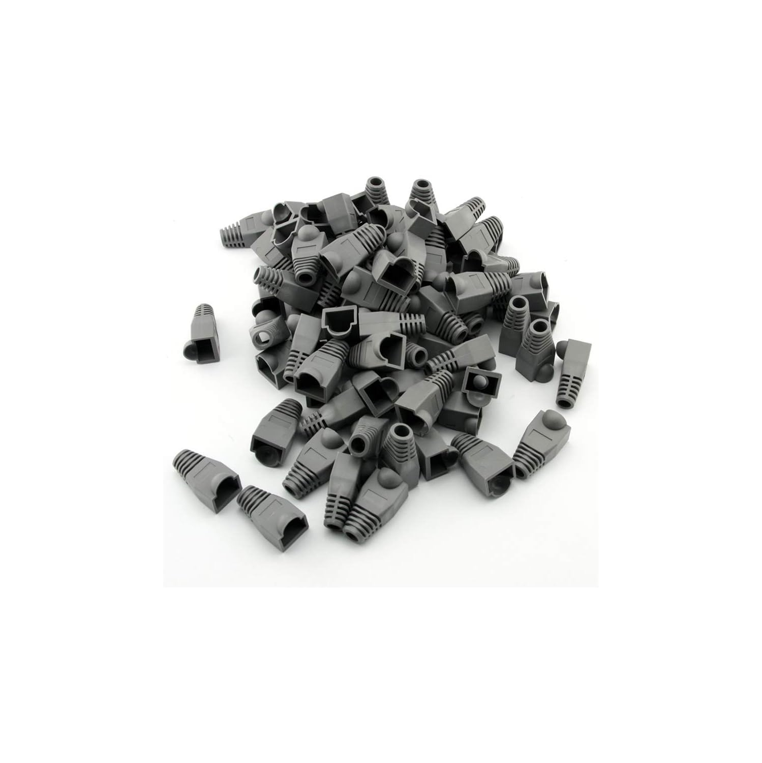 Bluesky 100 Pcs Gray Soft Plastic CAT5E CAT6 Ethernet RJ45 Cable Cap Connector Boots Plug Cover Strain Relief Boots