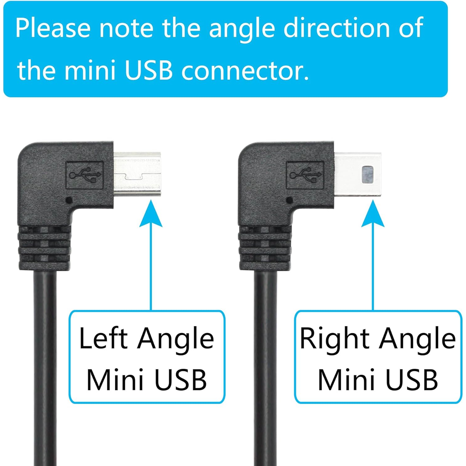Cordon d'alimentation pour caméra de tableau de bord à angle droit de 11,5FT m, câble de chargement mini USB de 90 degrés de 24AWG m pour GPS Garmin