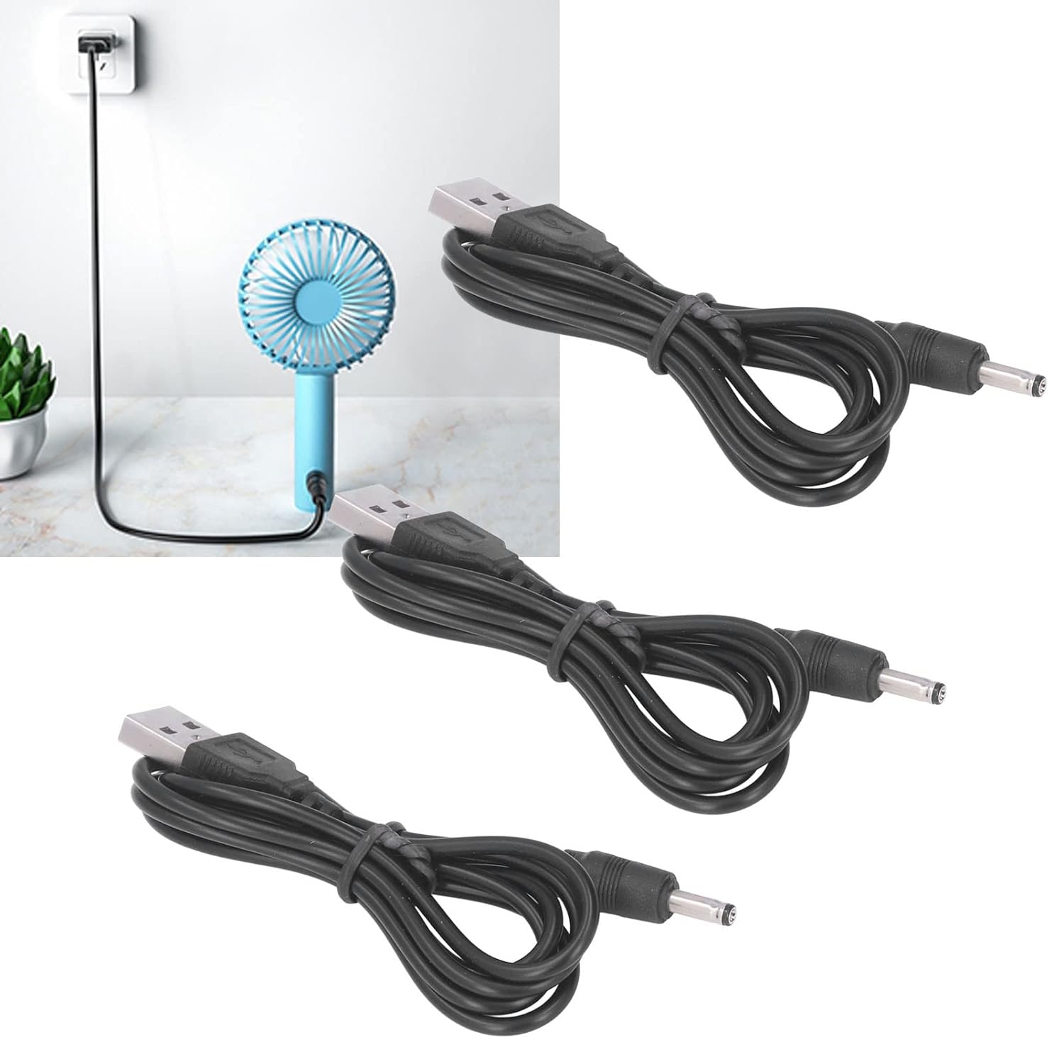 USB Plug Cable, 5V Dc Power Cable USB to Dc 3.5Mm X 1.35Mm Cartridge Jack Adapter Connector Charging Cable