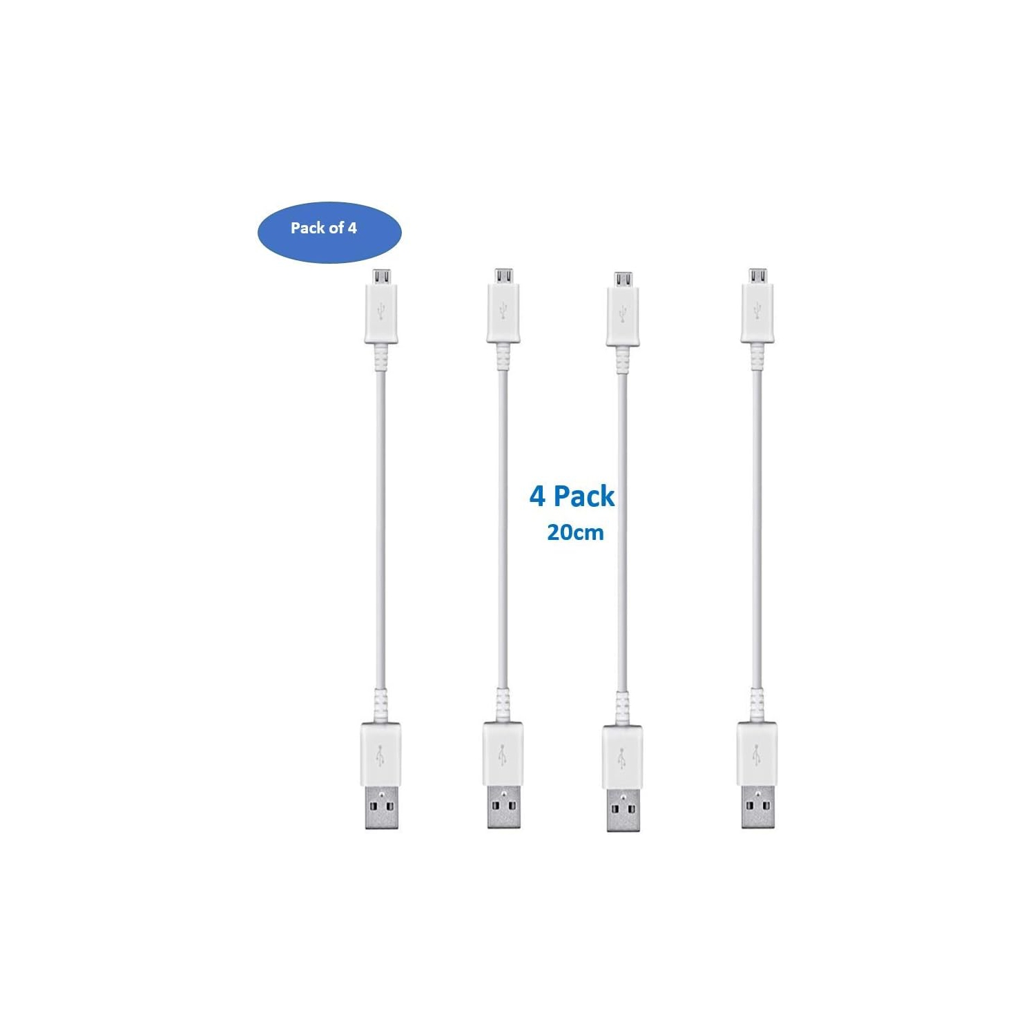 Micro USB Cable Durable Charging Cable for Smart Phone Short 20cm Charging and Sync Cable(Pack of 4)