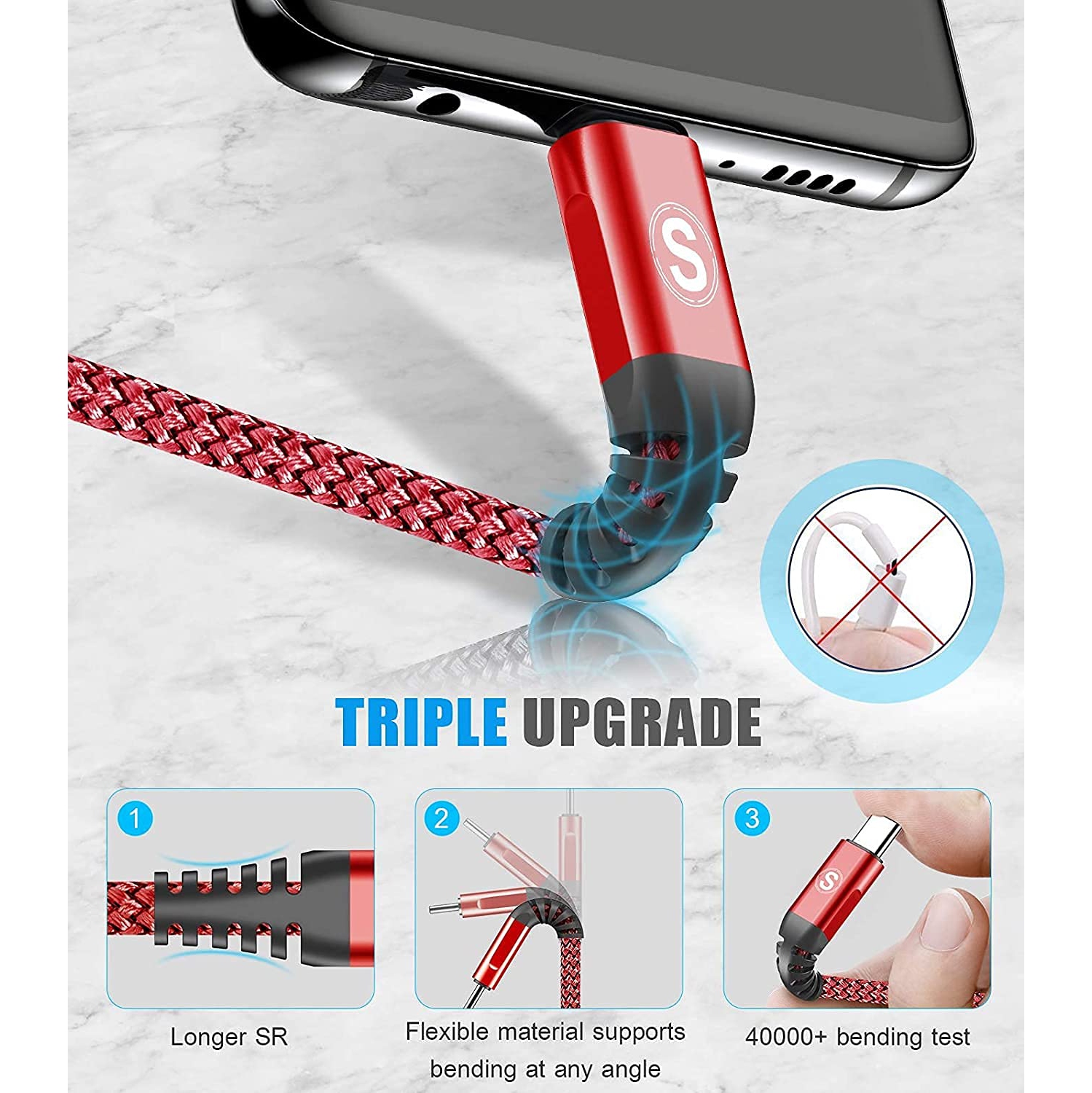 USB Type C Charger Cable [3Pack,10ft+6.6ft+3.3ft], Power Charging Cable for Kindle Fire HD 10 9th 2019 8 10th 2020