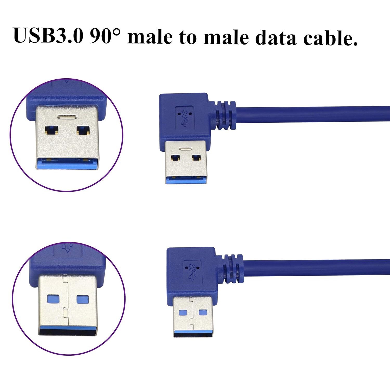 Left & Right Angle USB 3.0 A Male Adapter Cable 90 Degree USB 3.0 Type A Male to USB Male Data Transfer