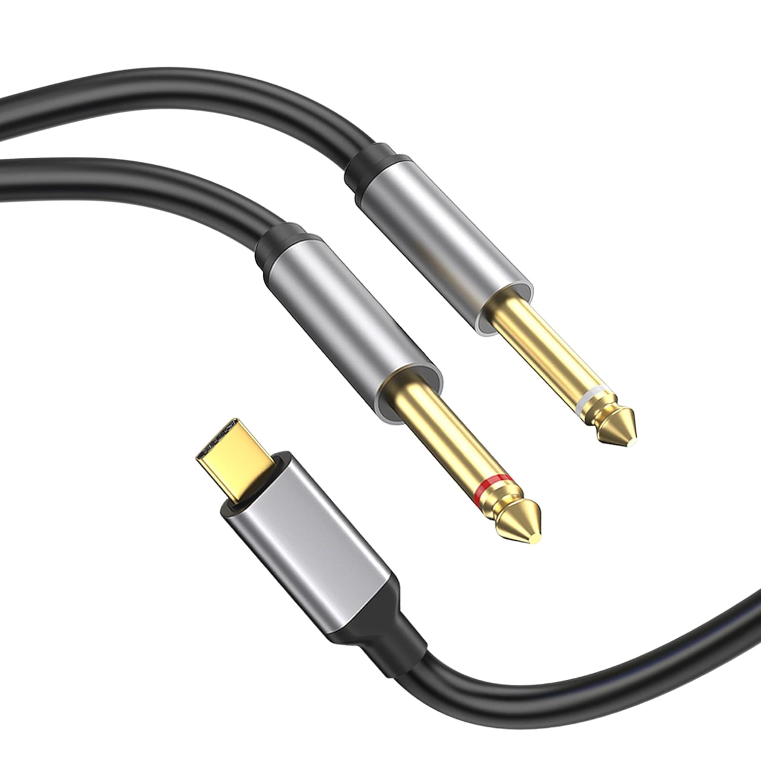 Câble répartiteur stéréo USB-C à double 6,35&nbsp;mm 1/4&nbsp;po en y de 6,6 pi, USB-C à double 6,35&nbsp;mm 1/4&nbsp;po TS Audio