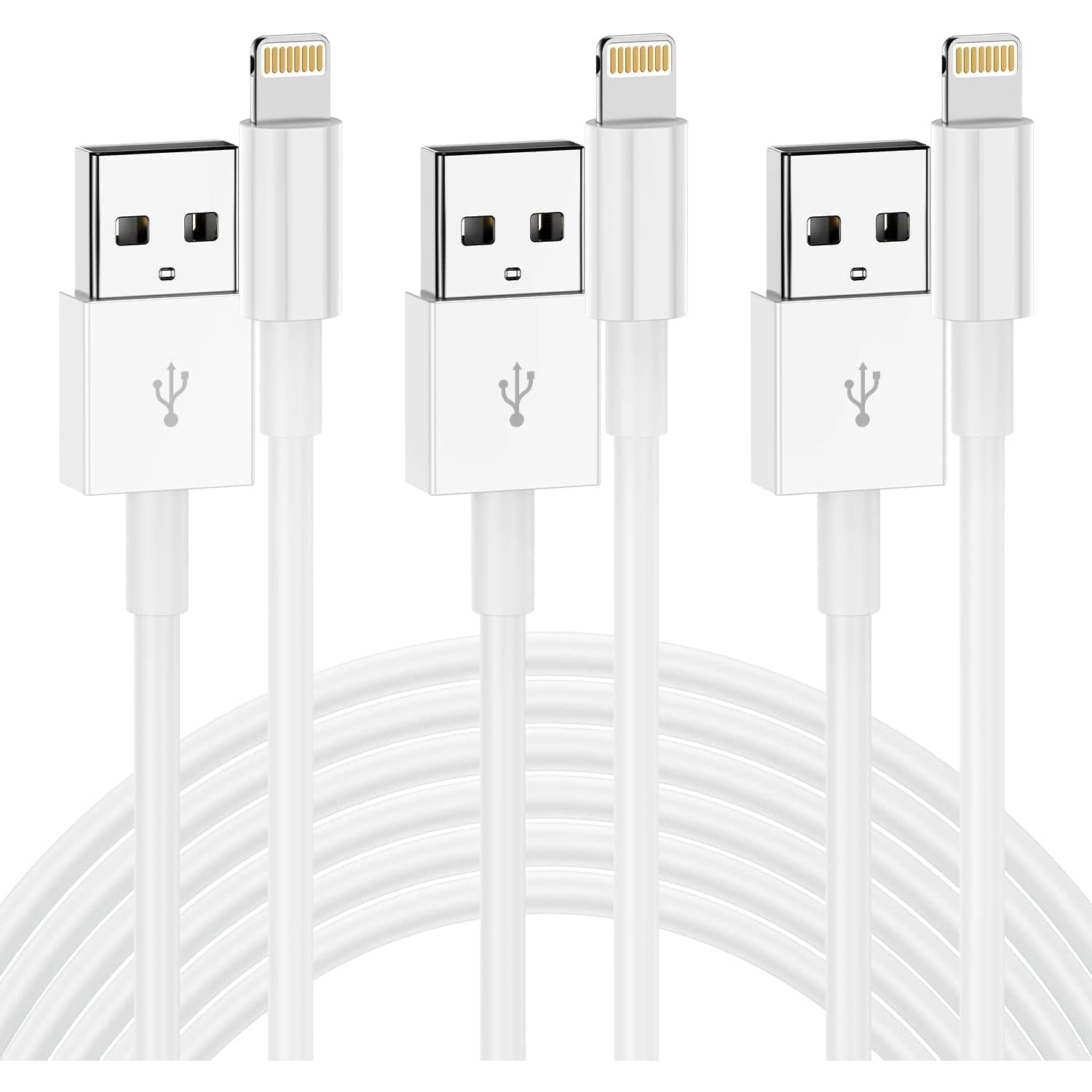 Câble de chargement USB iOS en blanc Ensemble de 3 compatible 12/12 Pro/13/13 Pro max/14/14 Pro max